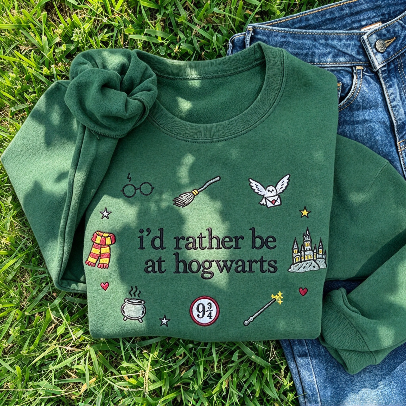 I'd Rather Be At Hogwarts Embroidered Sweatshirt