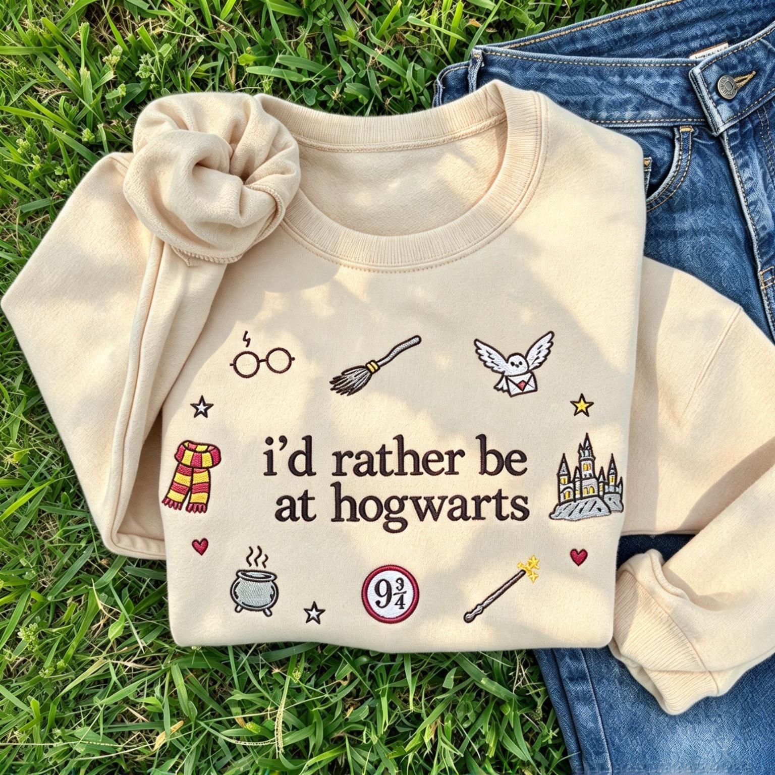 I'd Rather Be At Hogwarts Embroidered Sweatshirt