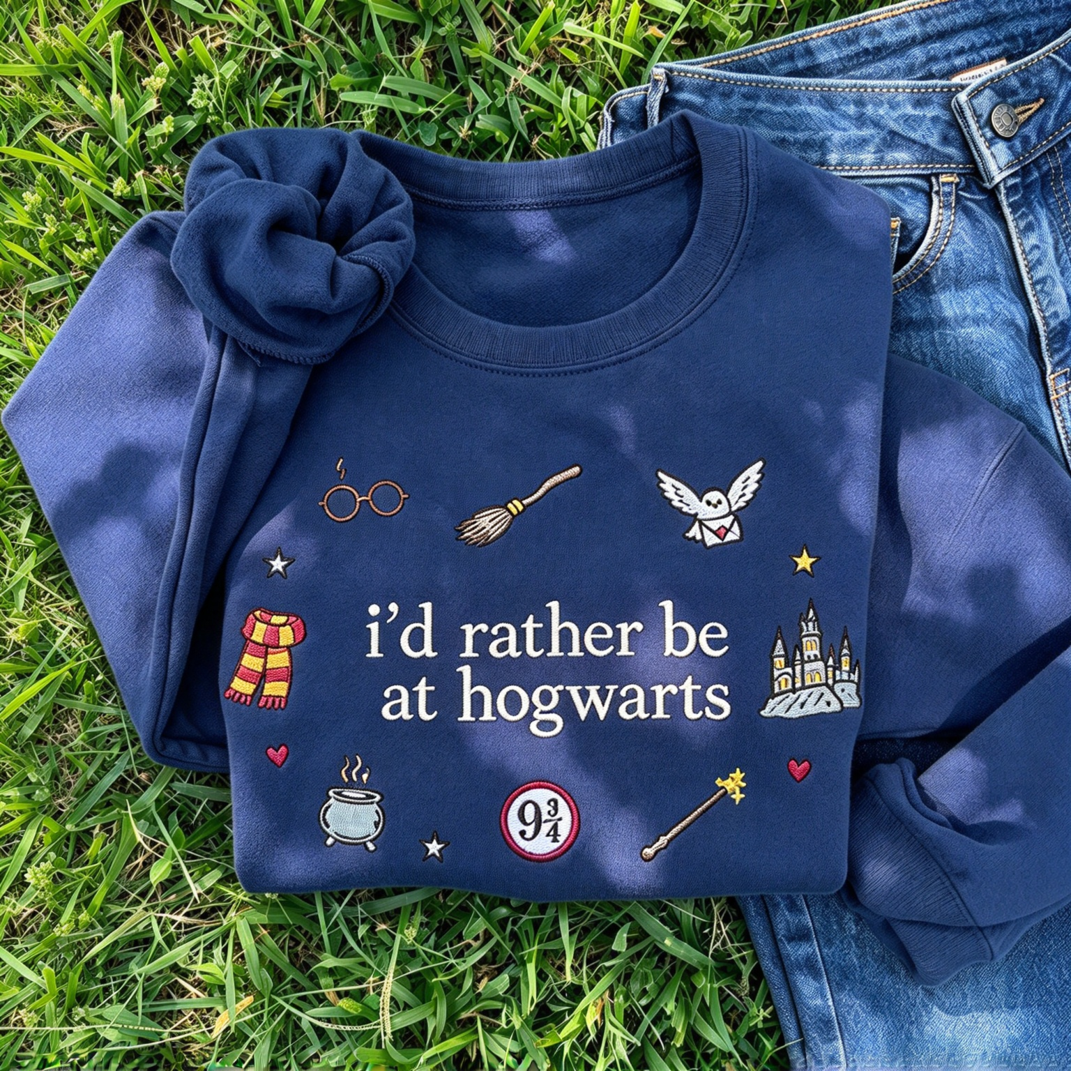 I'd Rather Be At Hogwarts Embroidered Sweatshirt