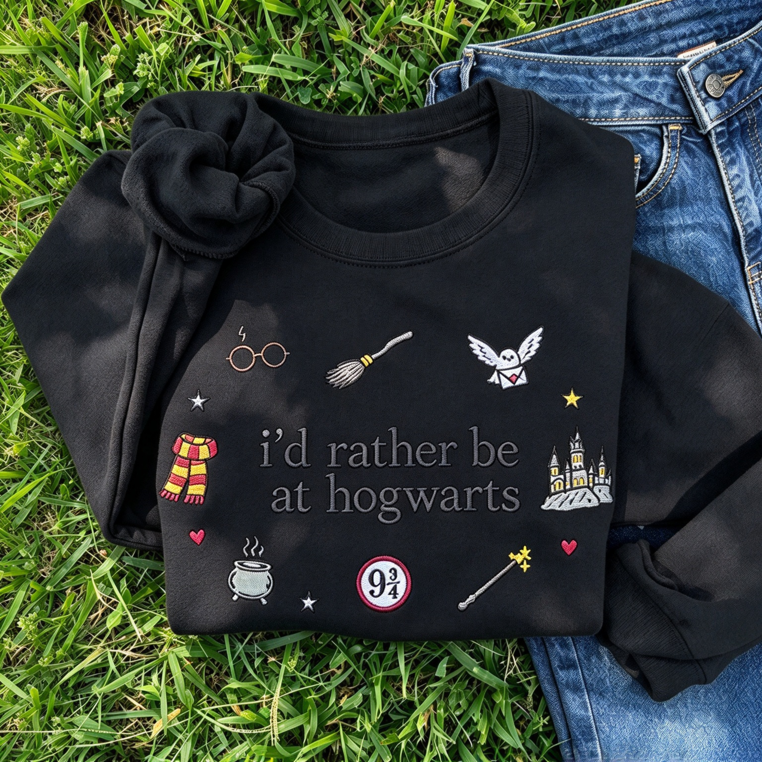 I'd Rather Be At Hogwarts Embroidered Sweatshirt