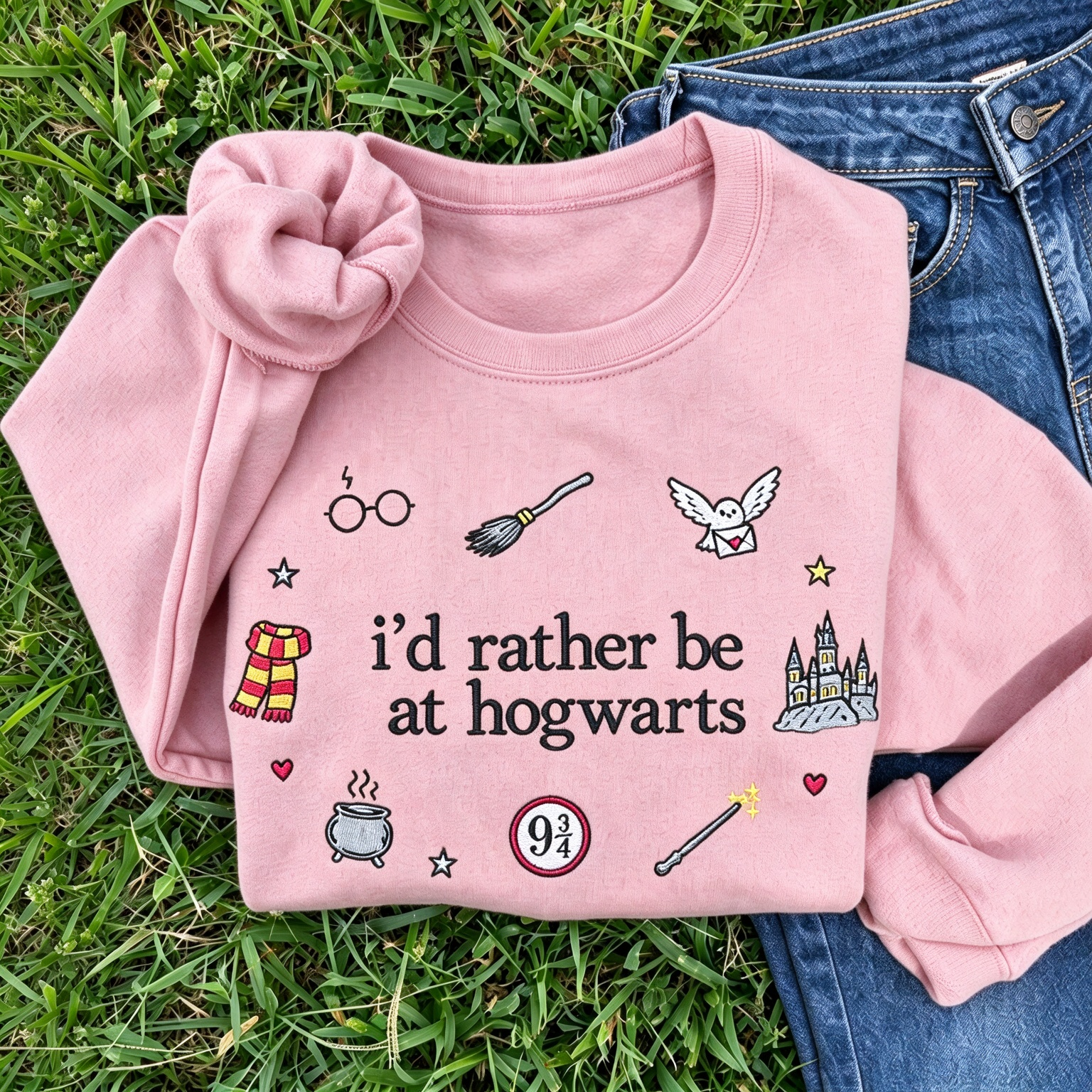 I'd Rather Be At Hogwarts Embroidered Sweatshirt