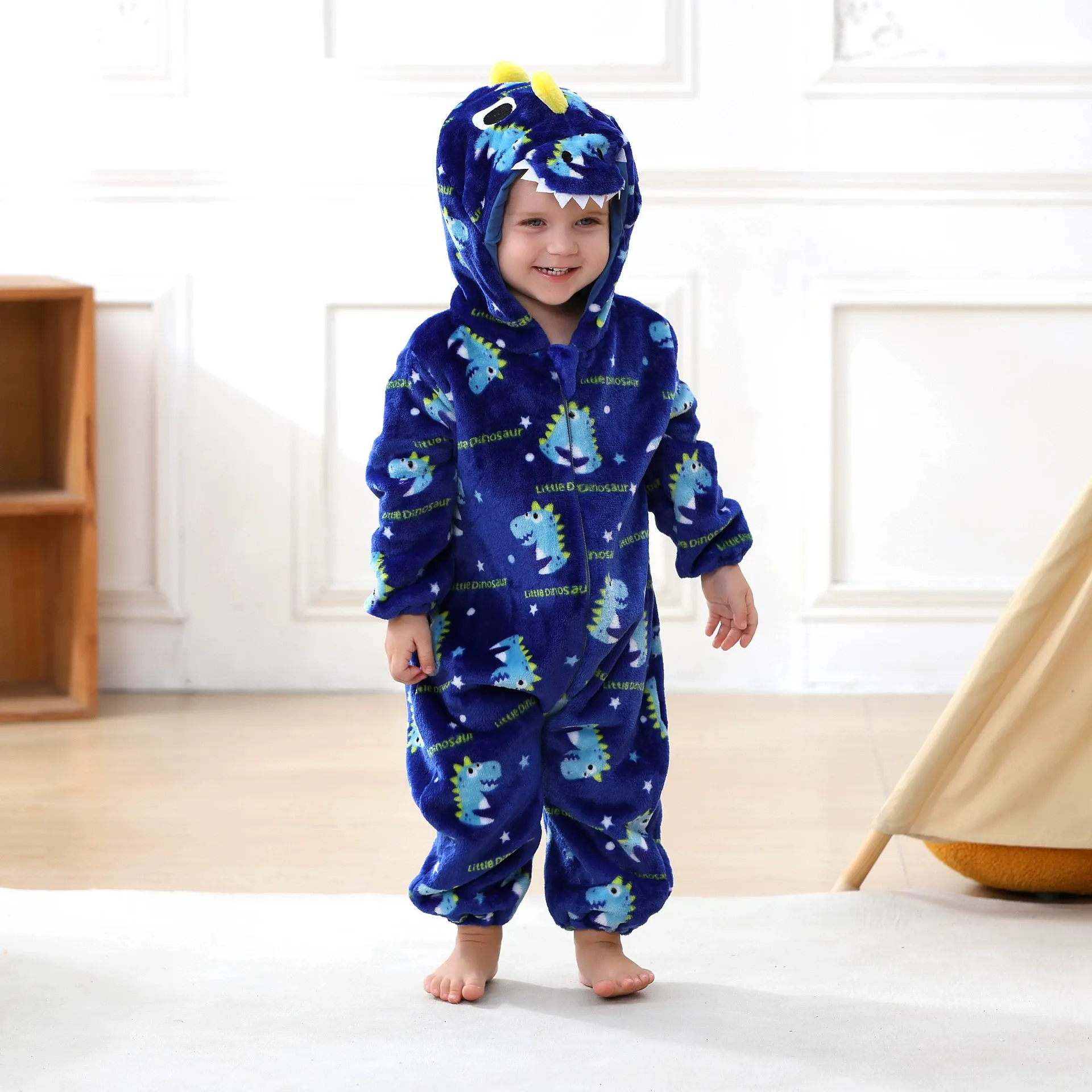 MICHLEY Personalized Name Flannel Kids Cartoon Animal Onesie Pajamas  Custom Baby Romper Loungewear, Unique Newborn Shower Gift for Boys Girls