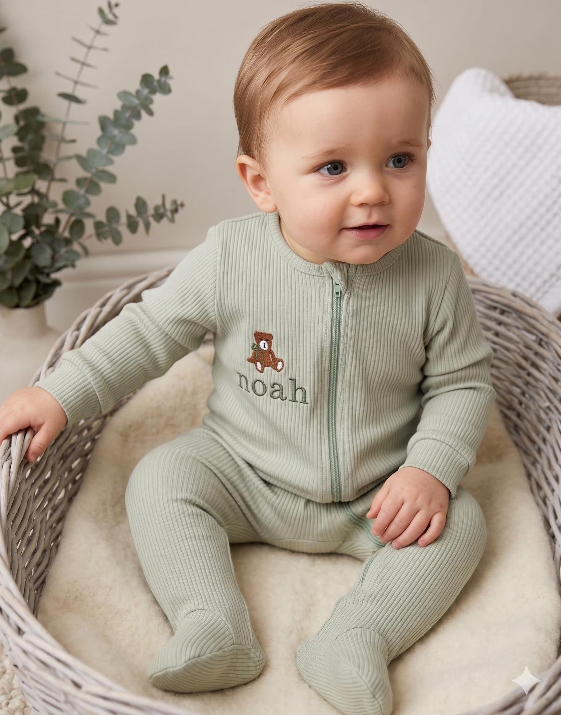 Personalised Gift Baby Zip Romper，Embroidered Baby Grow Newborn Essentials
