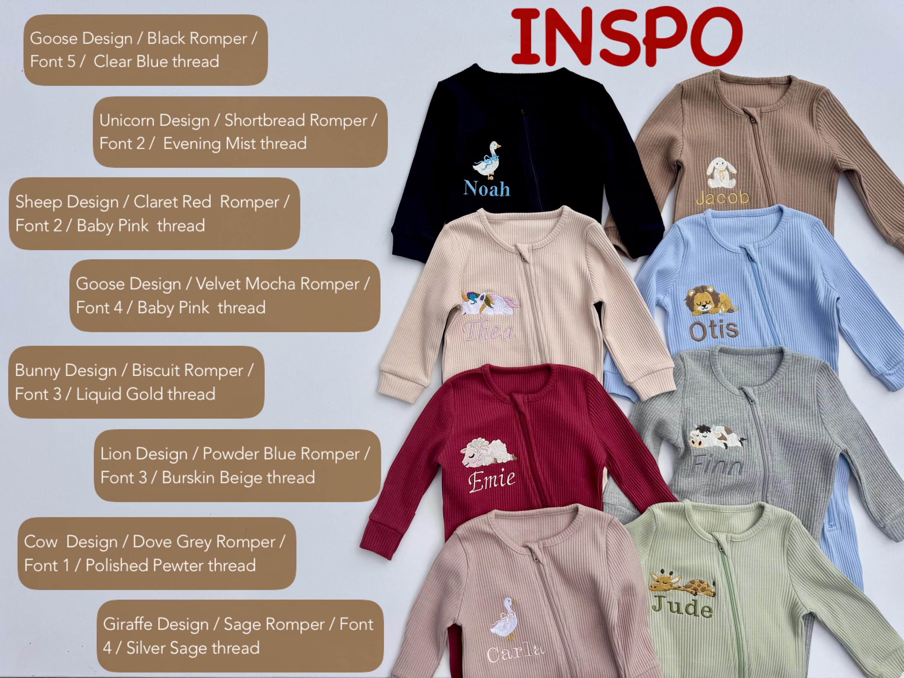 Personalised Gift Baby Zip Romper，Embroidered Baby Grow Newborn Essentials