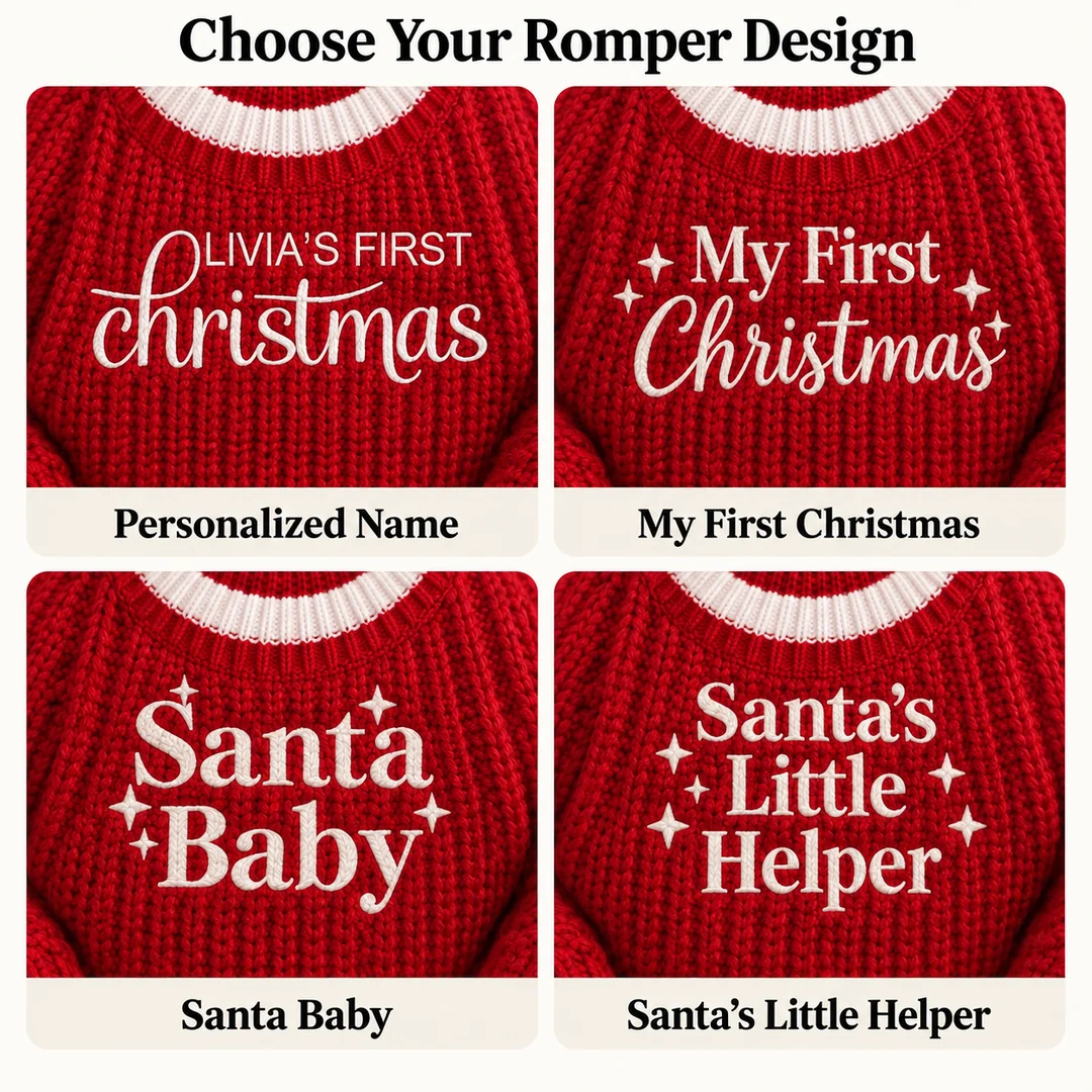 Personalized Baby First Christmas Knitted Onesie