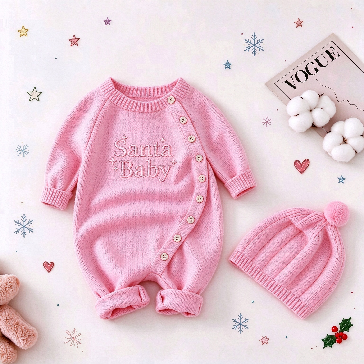 Personalized Baby First Christmas Knitted Onesie