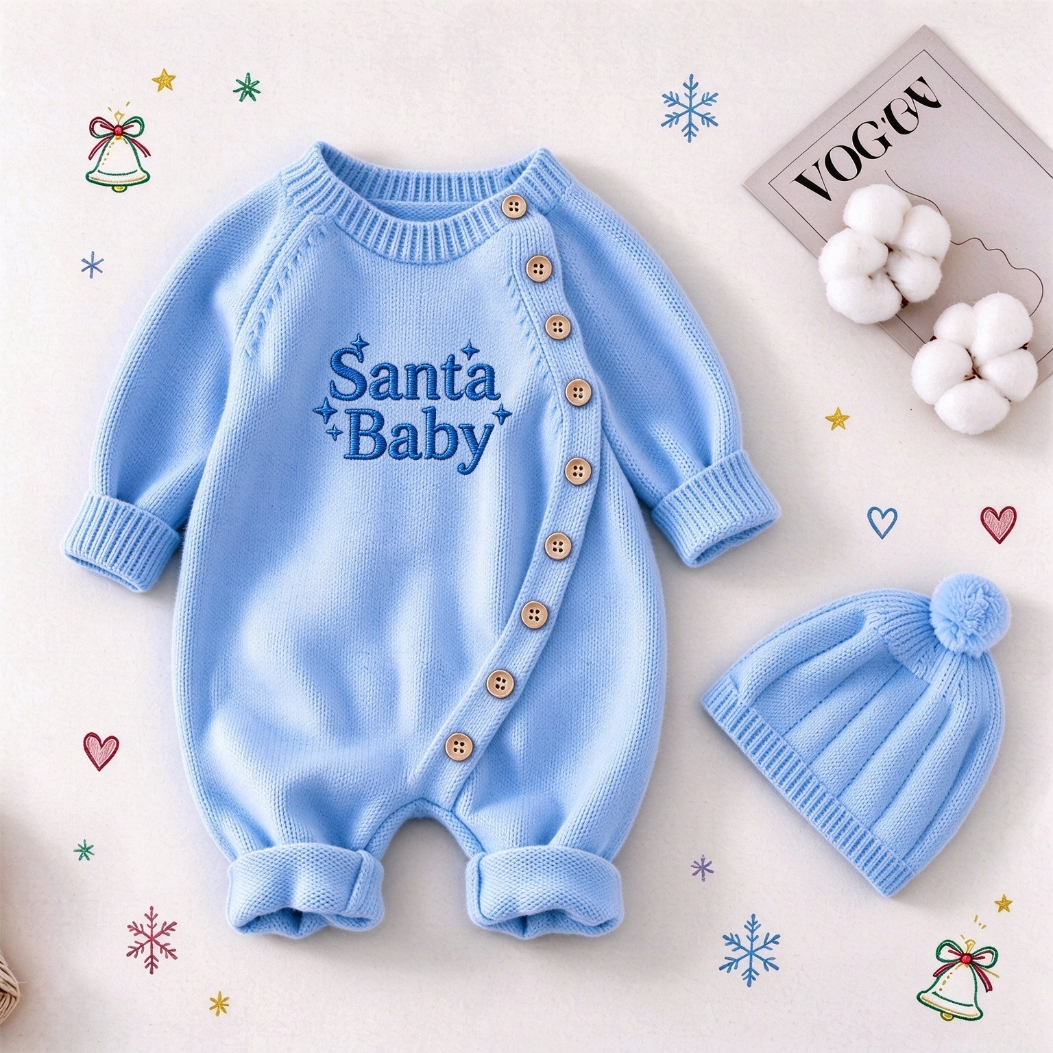 Personalized Baby First Christmas Knitted Onesie