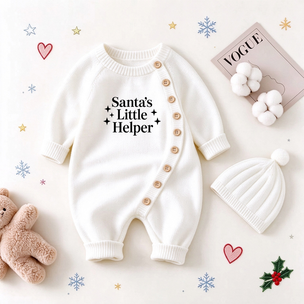 Personalized Baby First Christmas Knitted Onesie