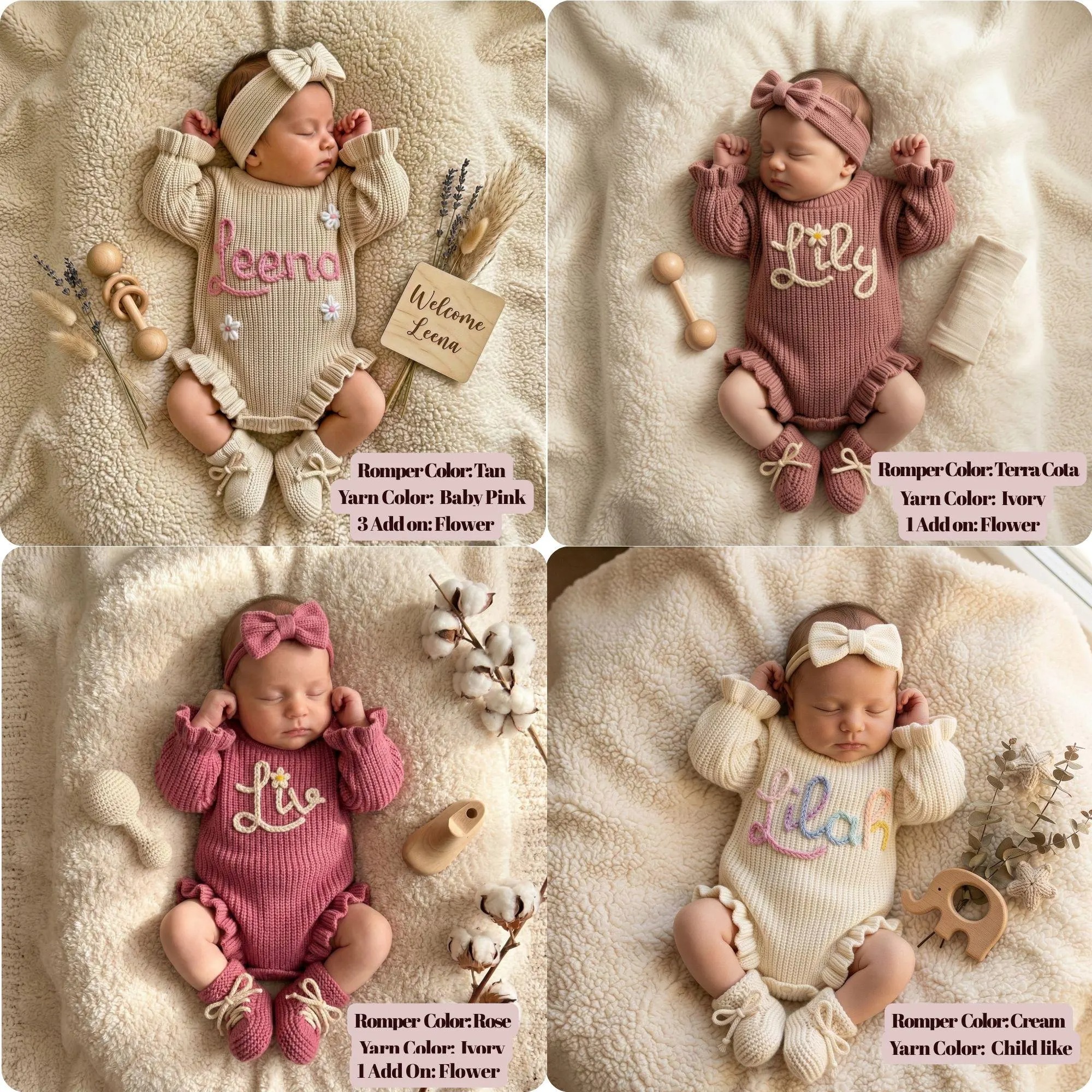 Personalized Baby Romper Set, Baby Girl Romper, Hand Embroidered Newborn Gift