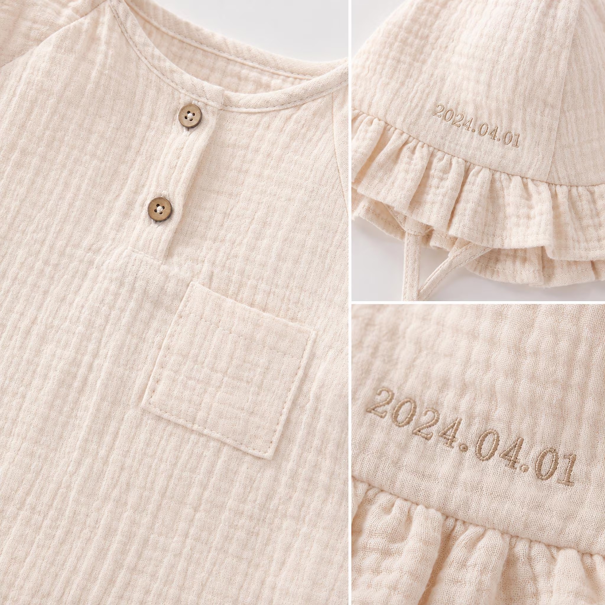 Personalized Baby Romper and Hat Set, Custom Name Embroidered Coming Home Outfit