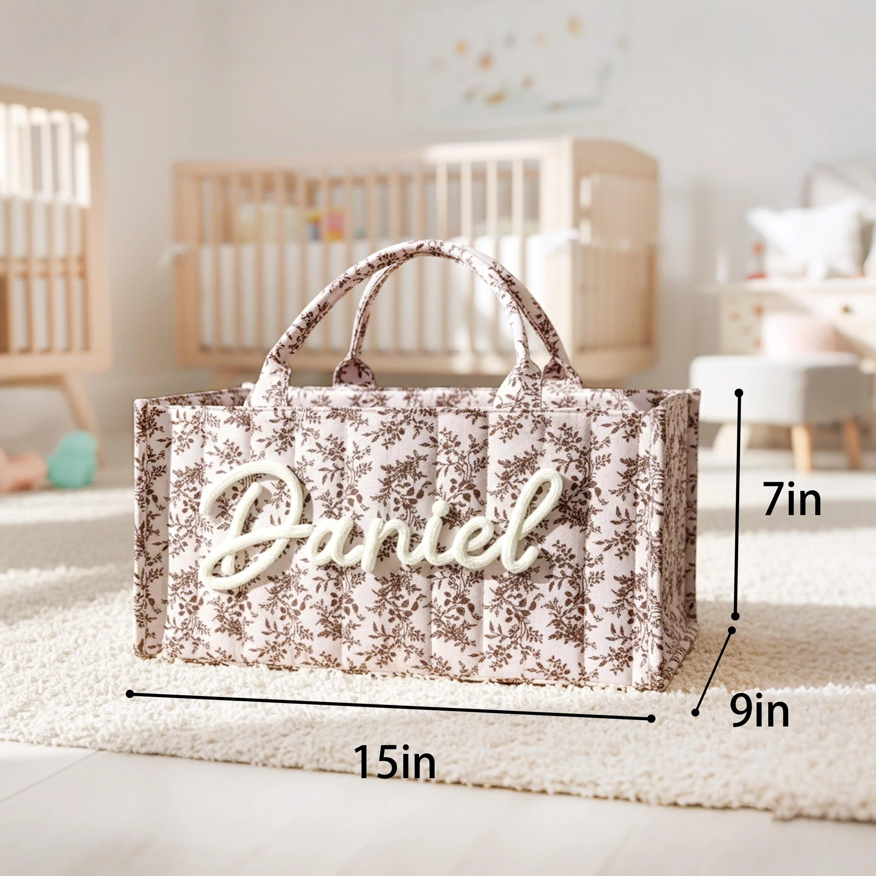 Personalized Baby Storage Basket : Custom Name Diaper Caddy, Gift For New Mom