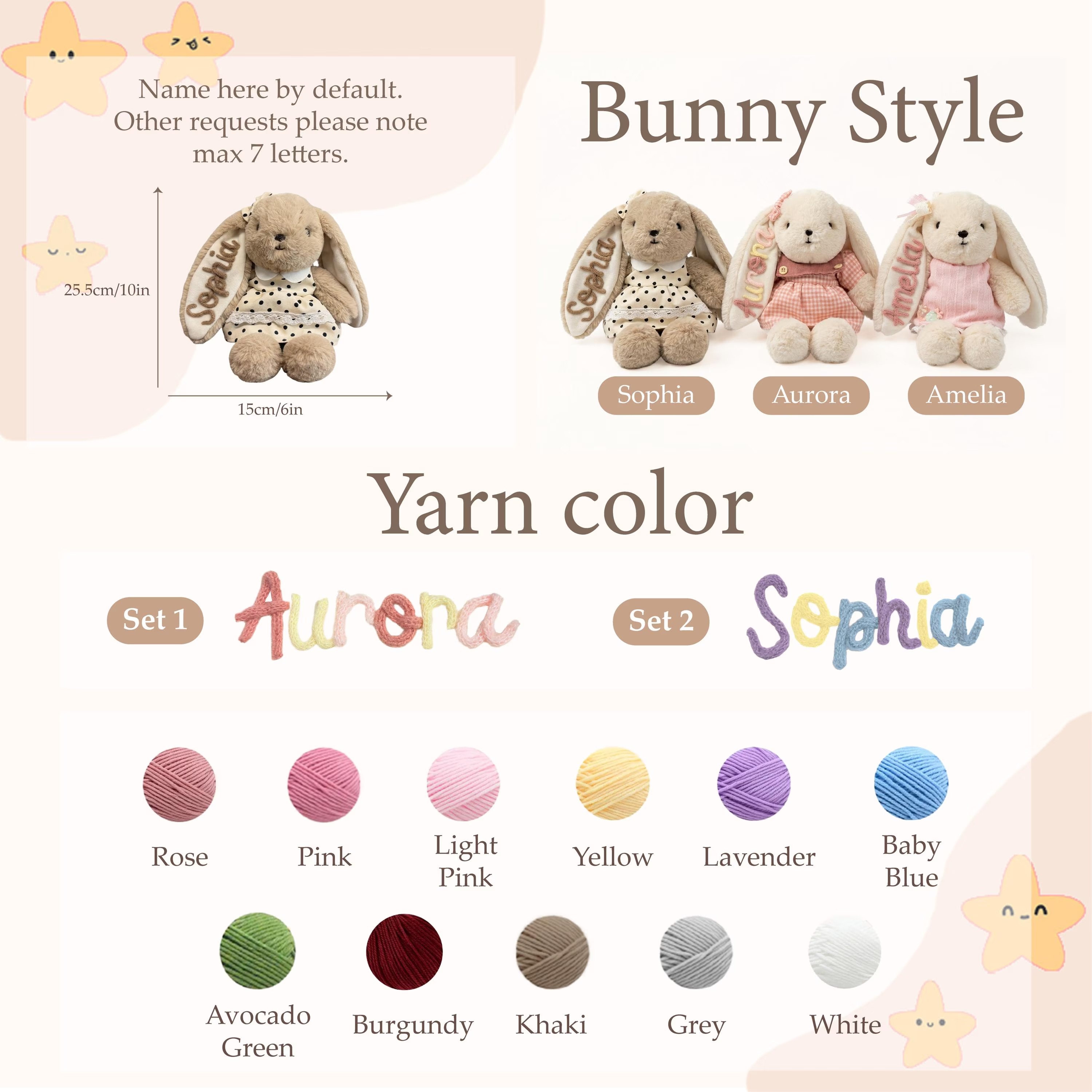 Personalized Bunny Plush Nursery Rabbit Doll