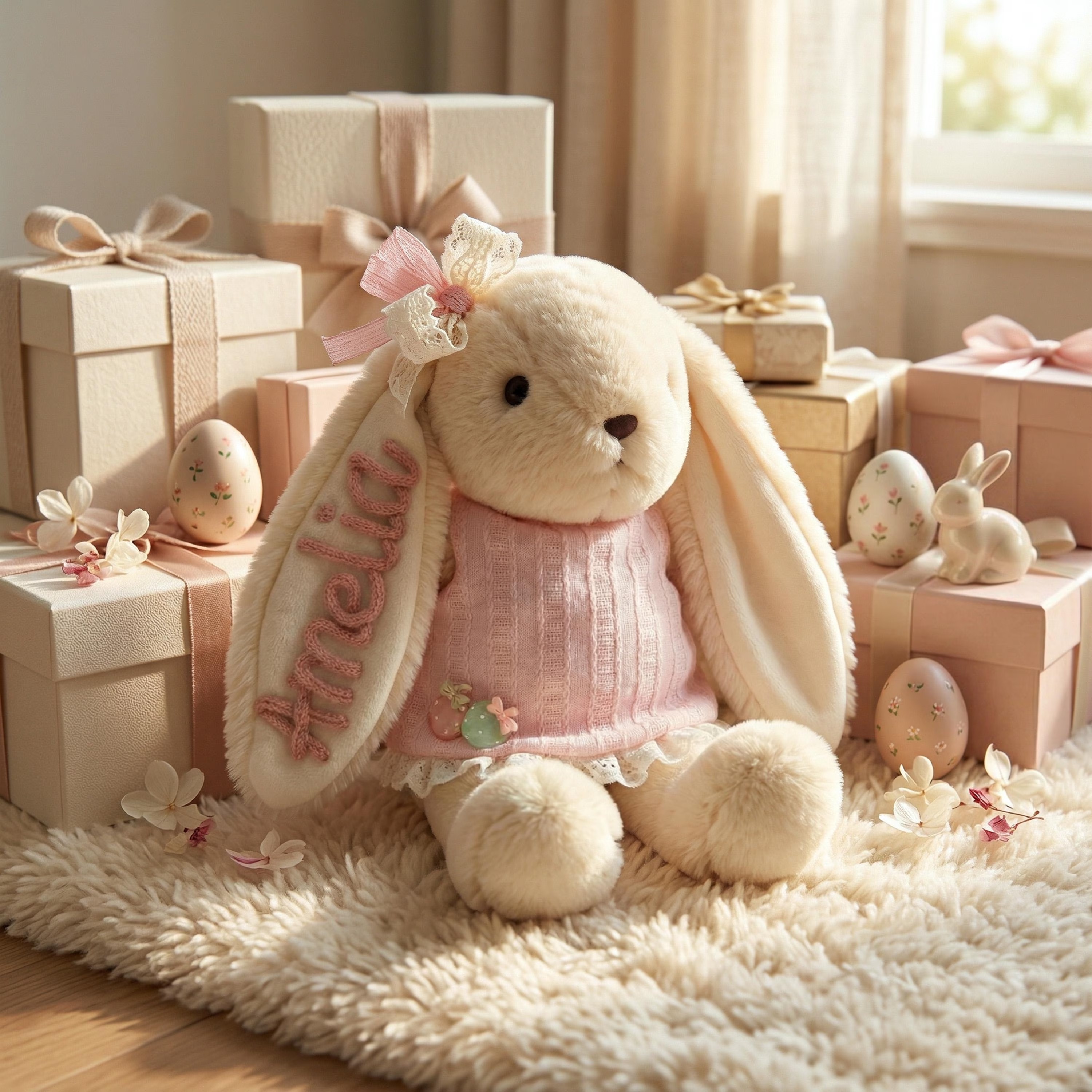 Personalized Bunny Plush Nursery Rabbit Doll