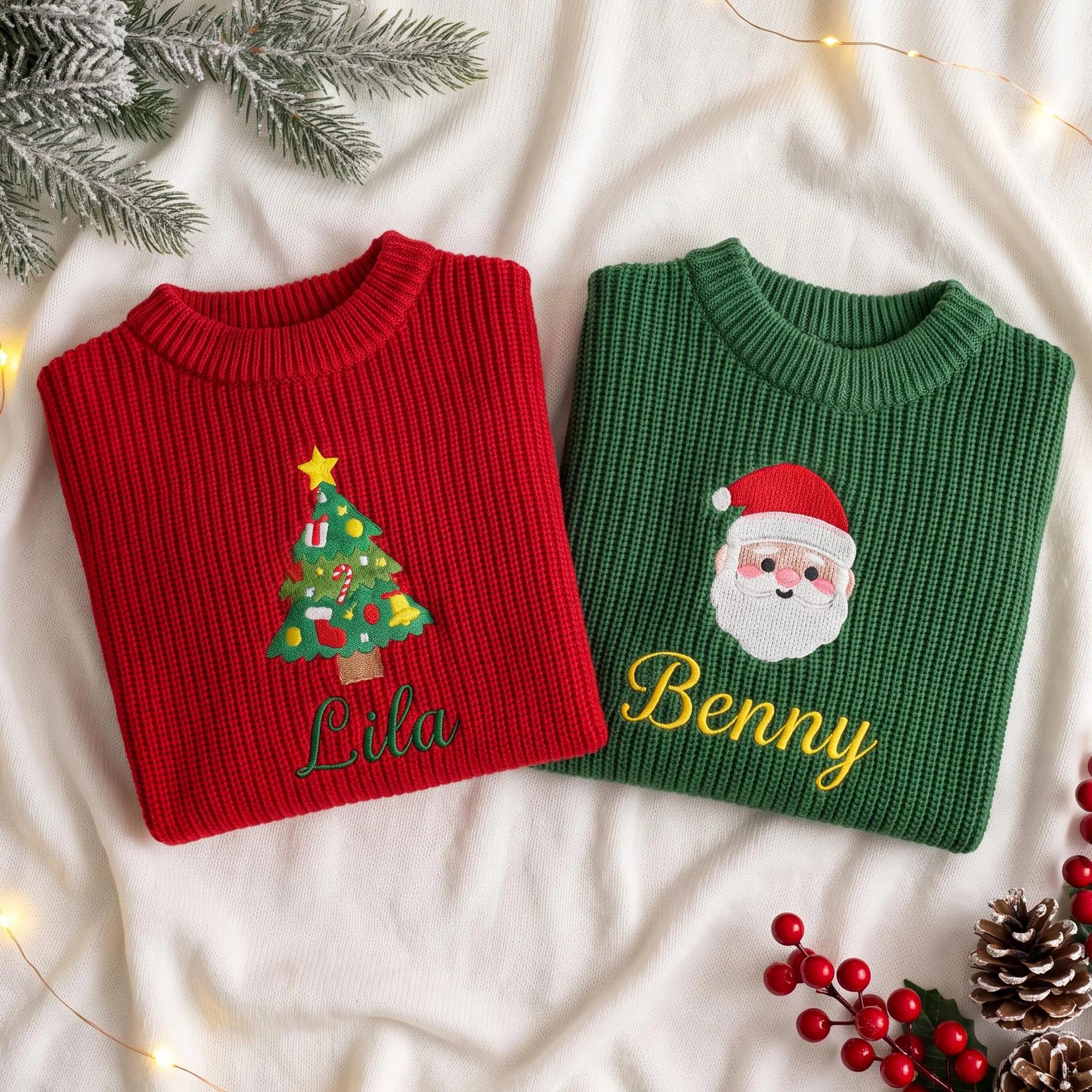 Personalized Custom Name Christmas Embroidered Baby Sweater