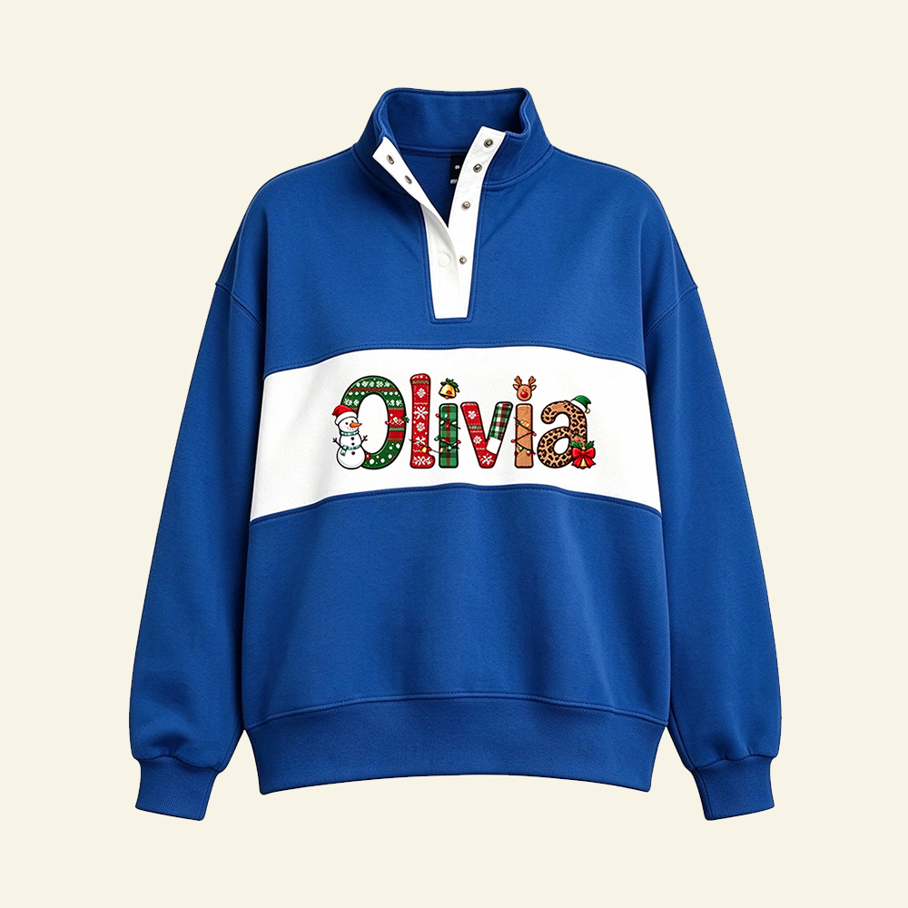 Personalized Custom Name Christmas Quarter Zip Sweatshirt