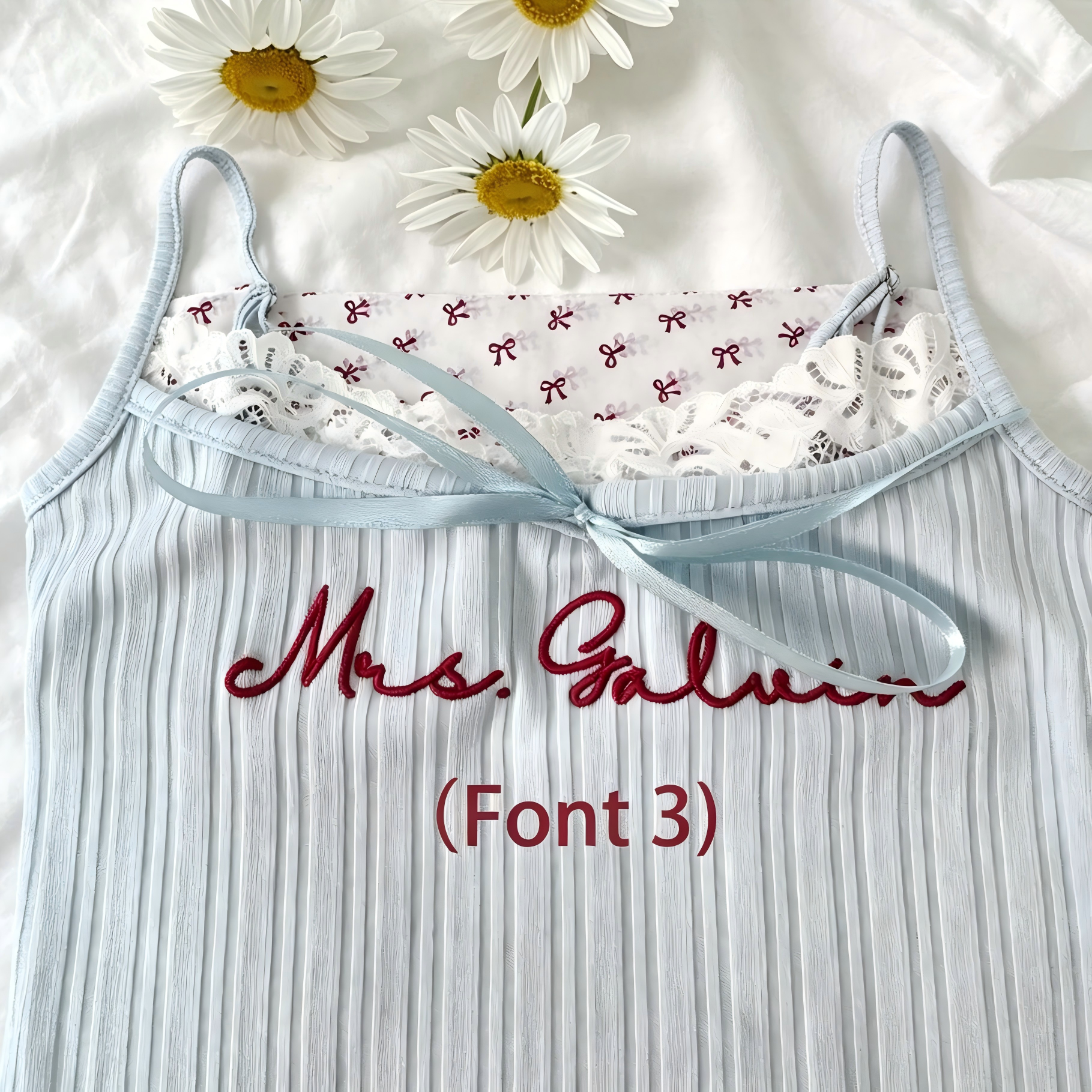 Personalized Embroidered Lace Tank Top, Bridal Shower Gift, Bachelorette Party,
