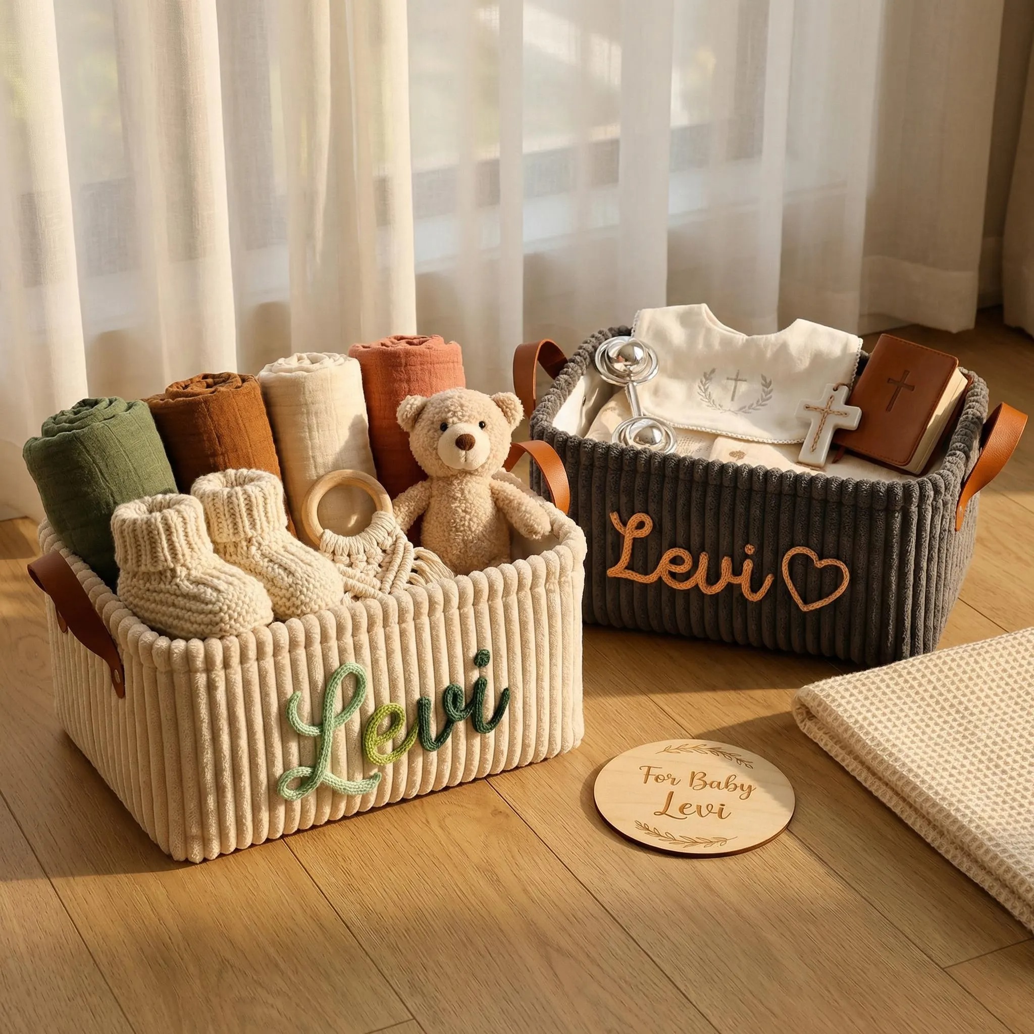 [Copy]Personalized Newborn Baby Diaper Caddy Organizer, Kids Nursery Toy Storage Basket