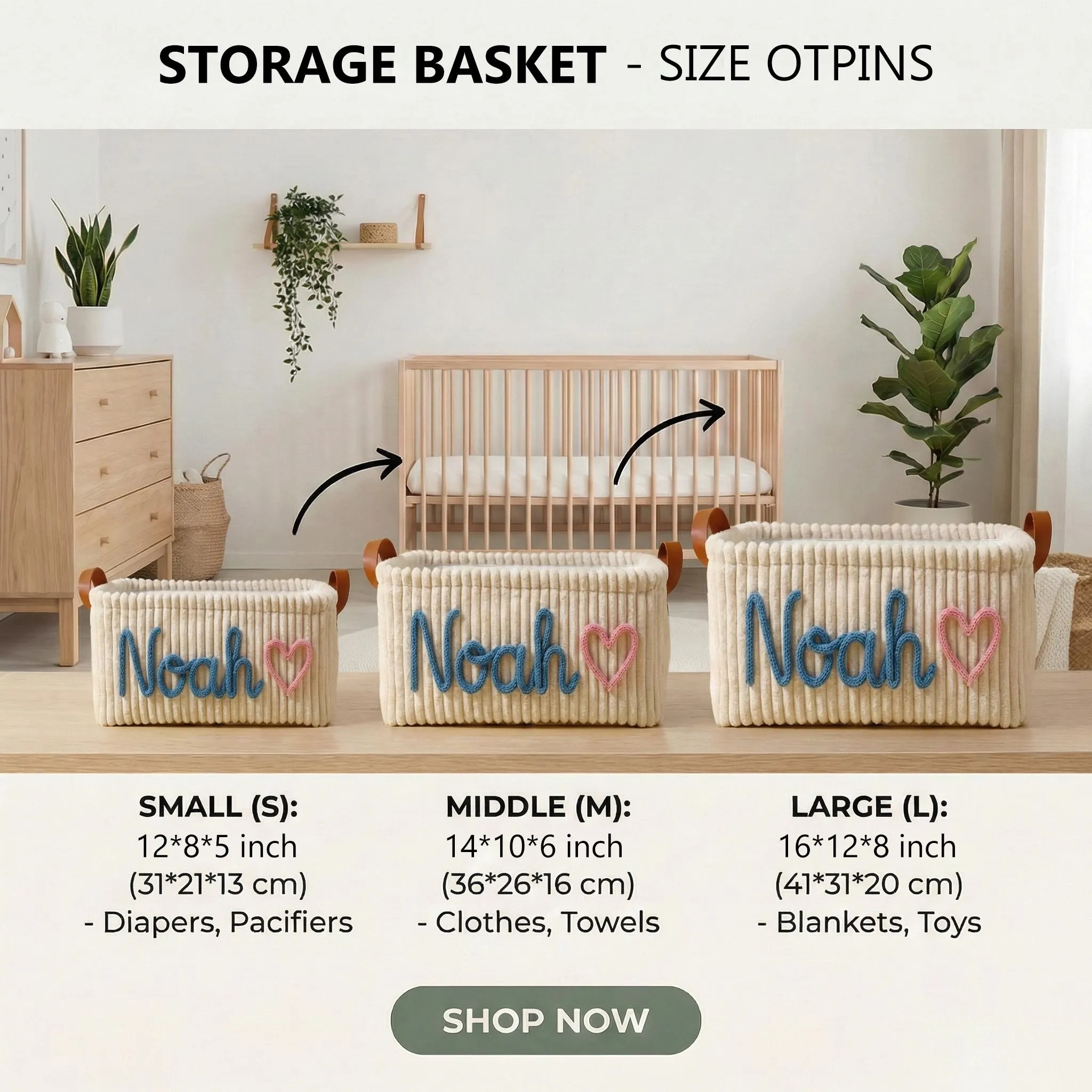 [Copy]Personalized Newborn Baby Diaper Caddy Organizer, Kids Nursery Toy Storage Basket