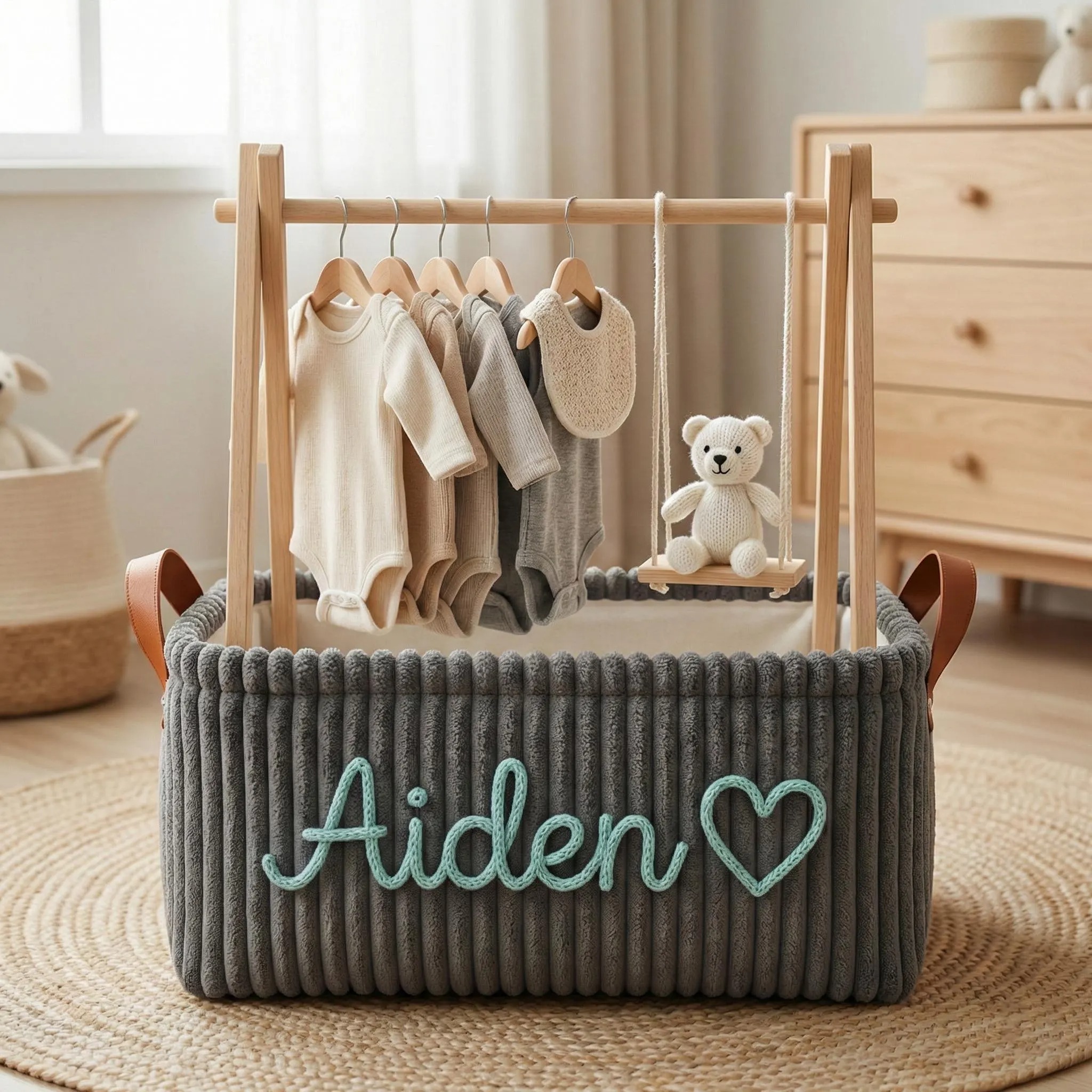 [Copy]Personalized Newborn Baby Diaper Caddy Organizer, Kids Nursery Toy Storage Basket
