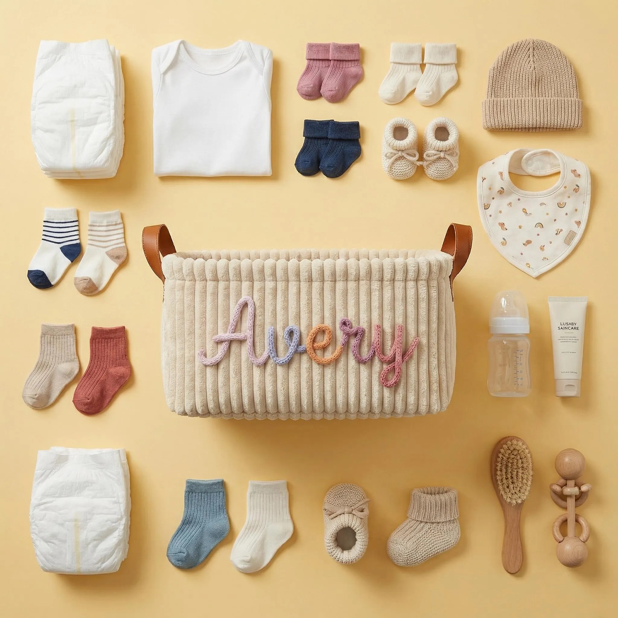 [Copy]Personalized Newborn Baby Diaper Caddy Organizer, Kids Nursery Toy Storage Basket