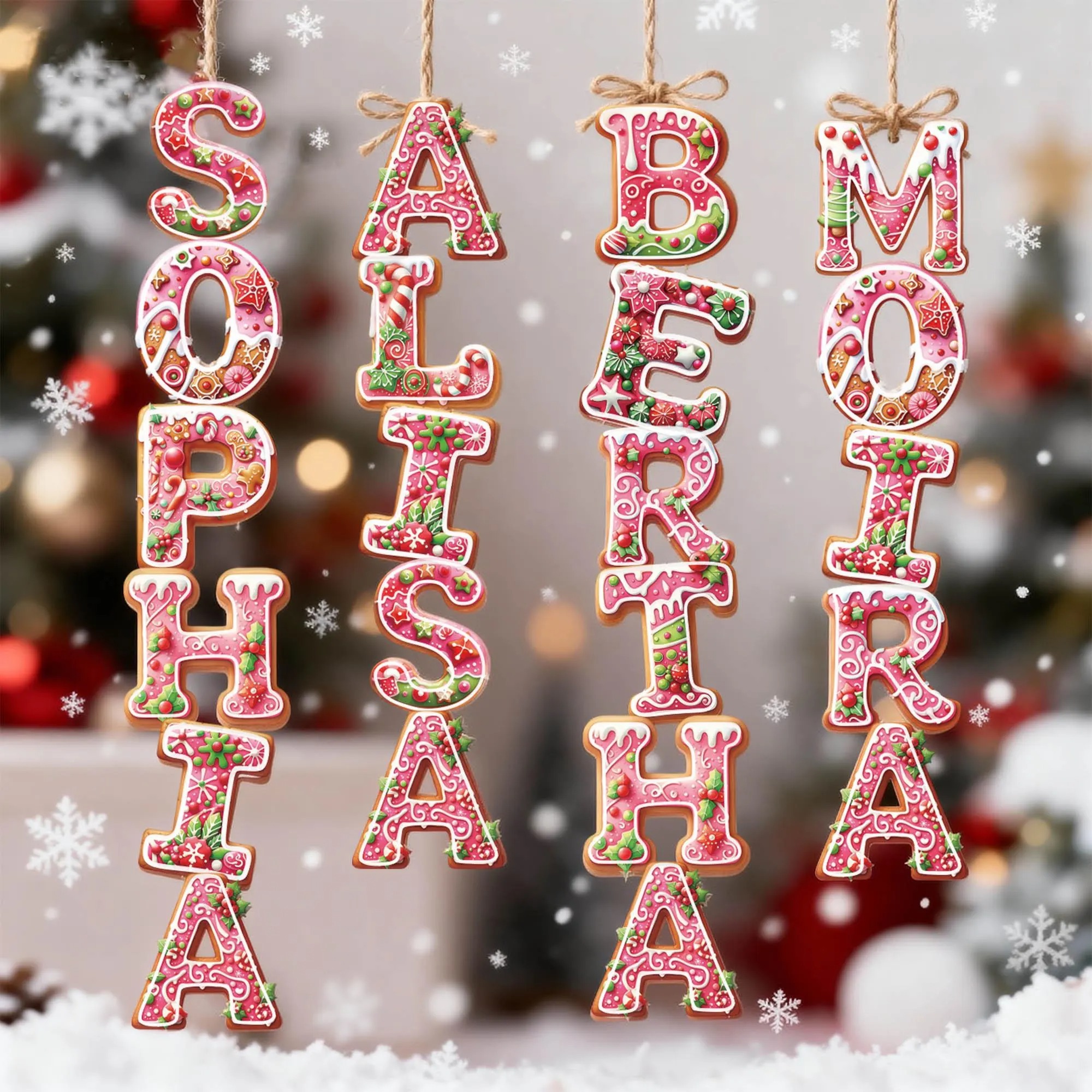 Personalized Gingerbread Letter Name Christmas Ornament