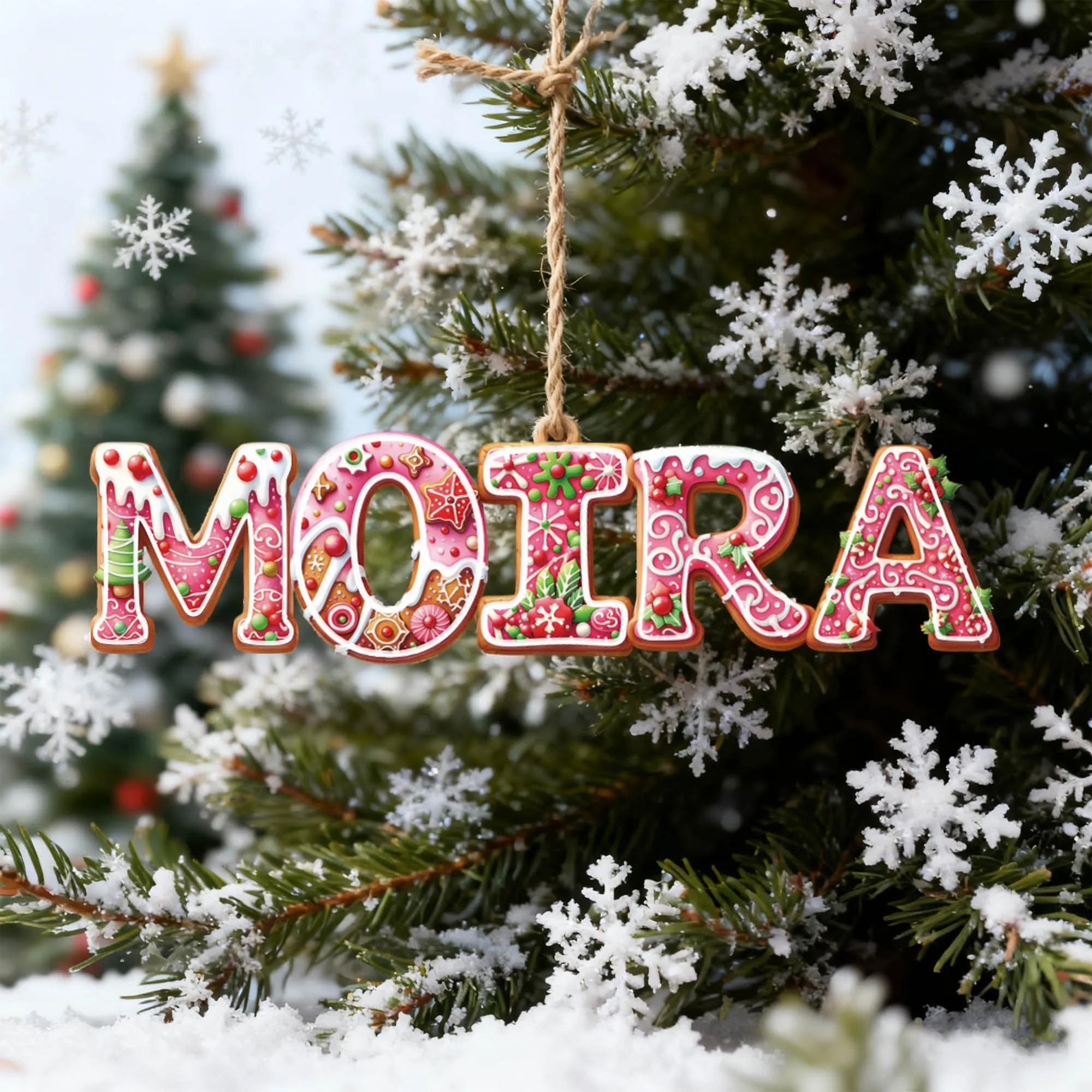 Personalized Gingerbread Letter Name Christmas Ornament