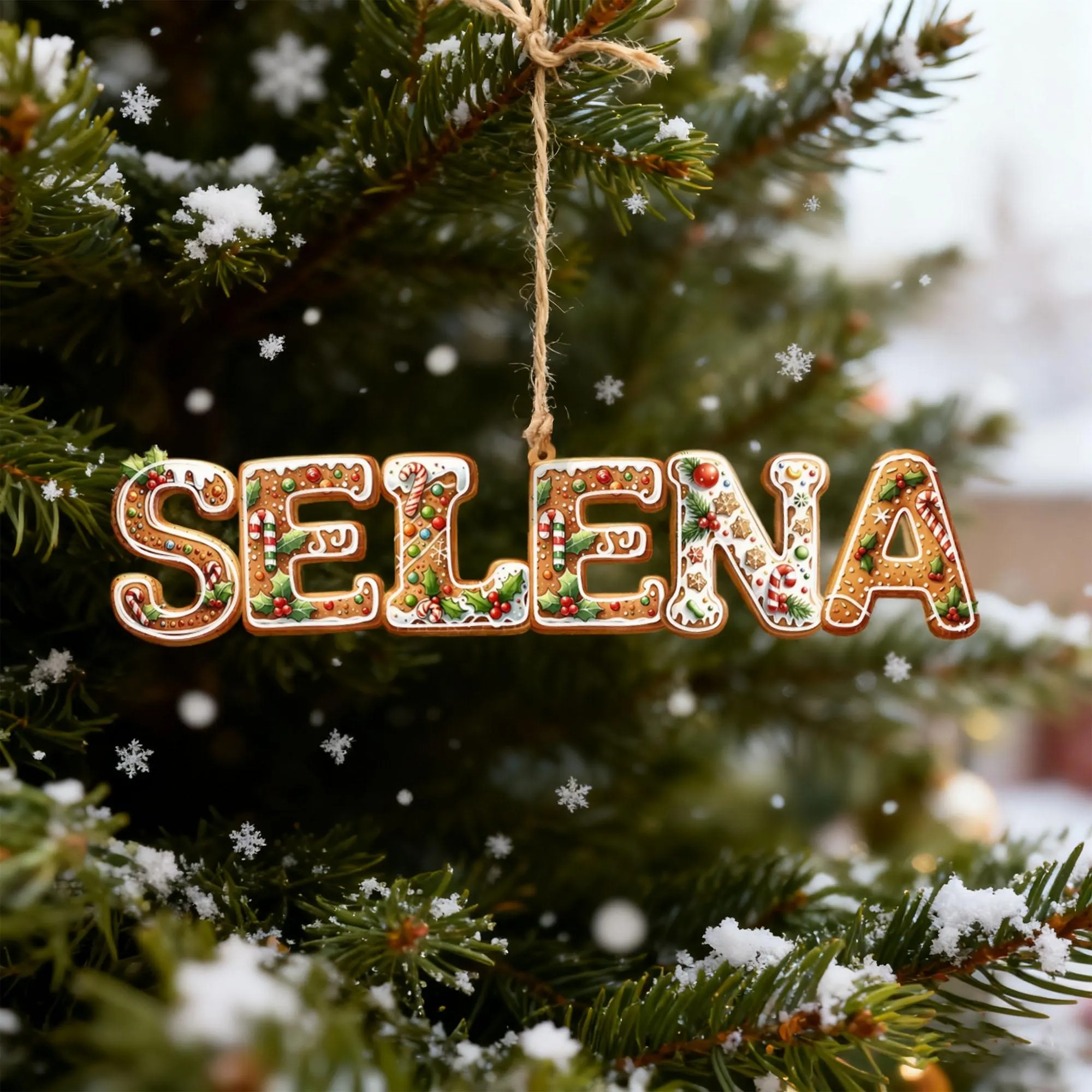 Personalized Gingerbread Letter Name Christmas Ornament