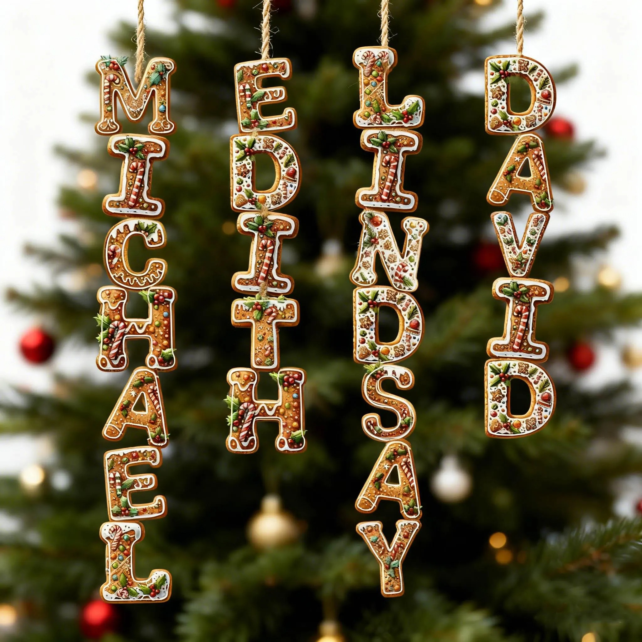 Personalized Gingerbread Letter Name Christmas Ornament