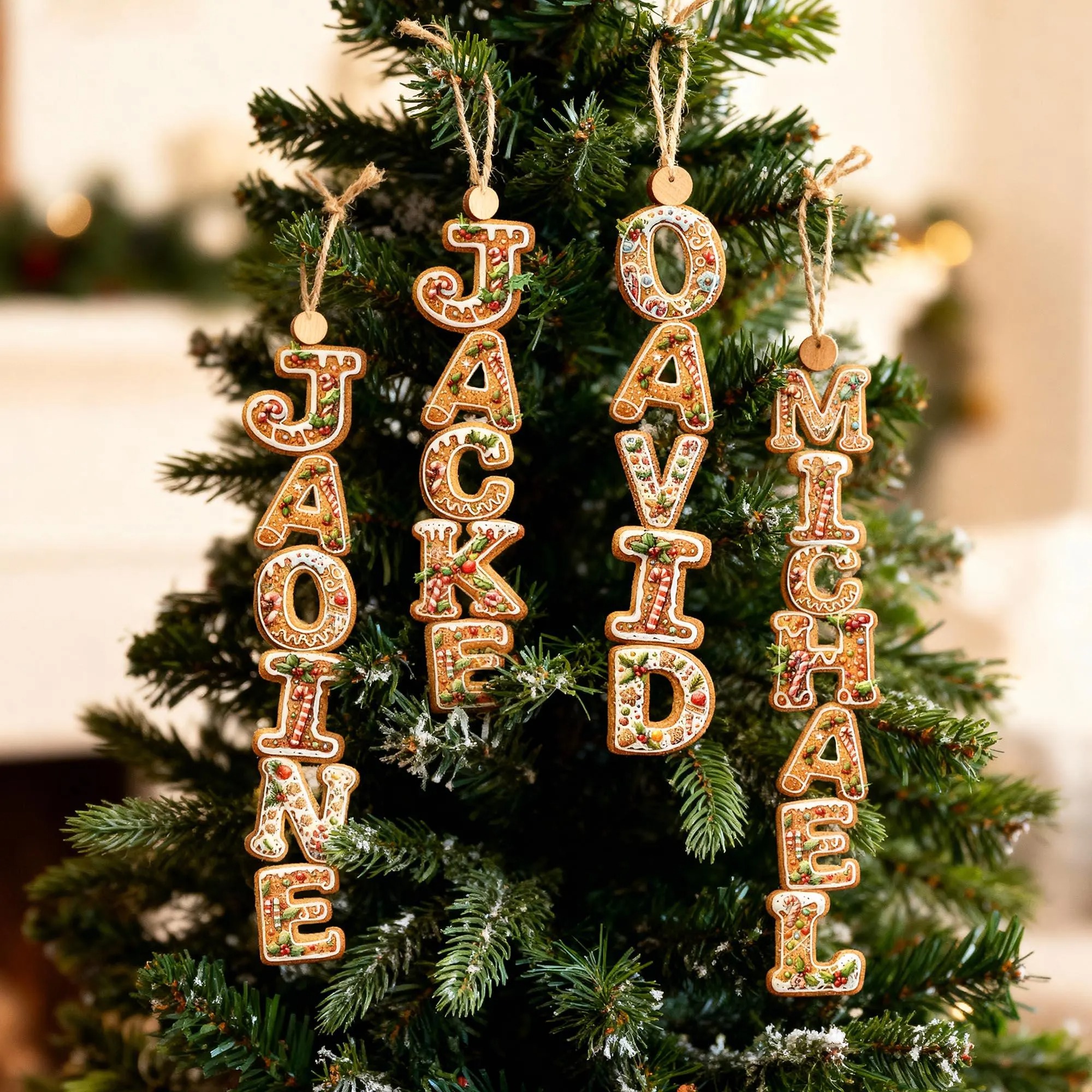 Personalized Gingerbread Letter Name Christmas Ornament