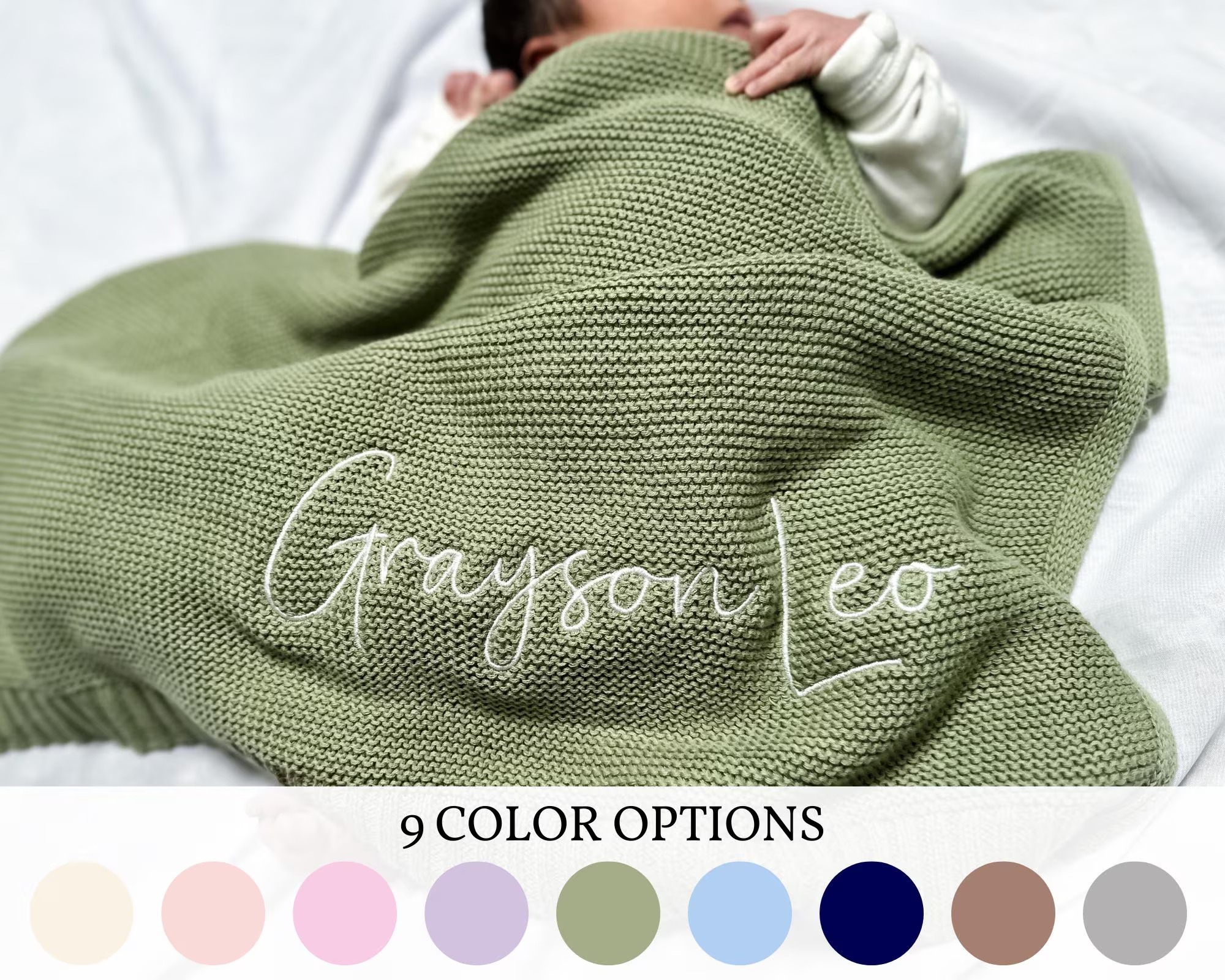 Personalized Knit Baby Blanket,Embroidered Baby Name Blanket