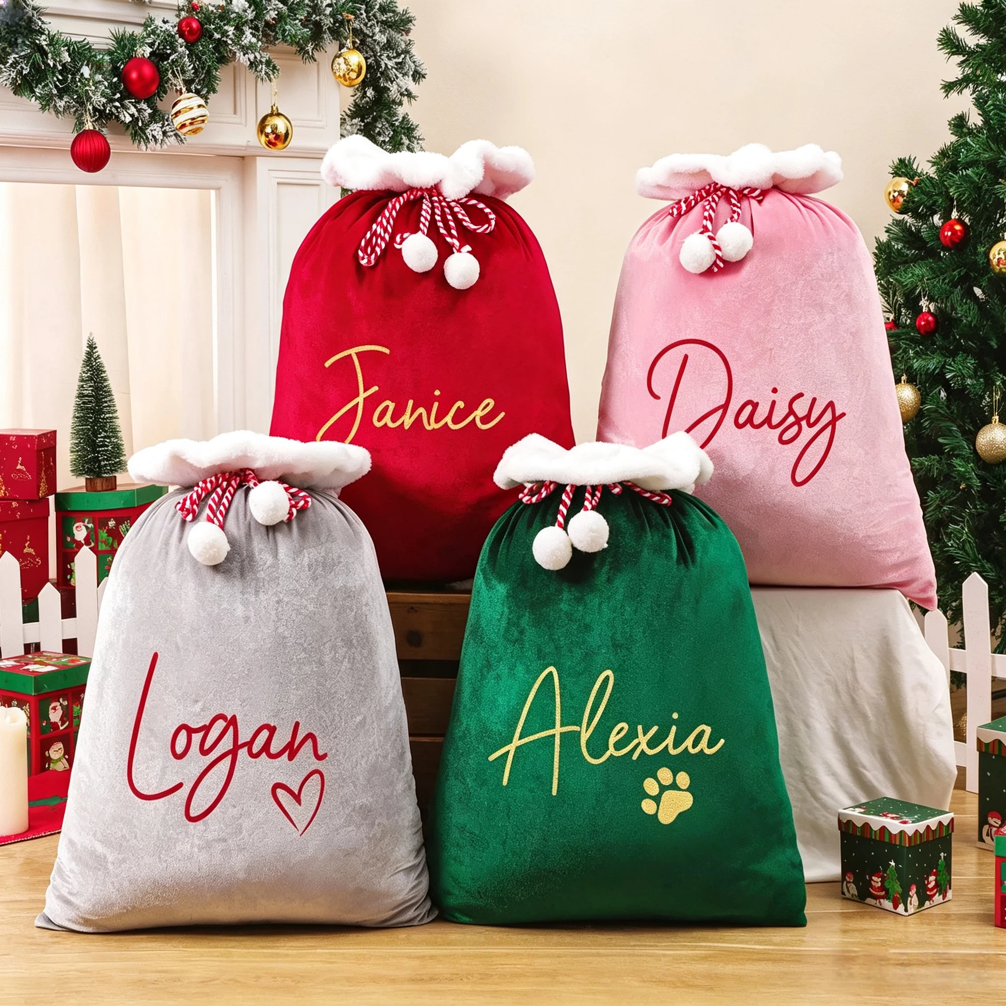 Personalized Large Santa Sack, Christmas Family Santa Bag