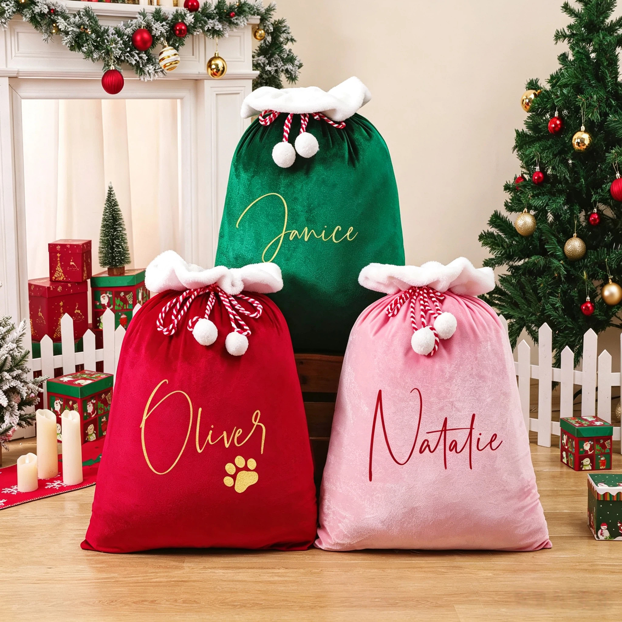 Personalized Large Santa Sack, Christmas Family Santa Bag