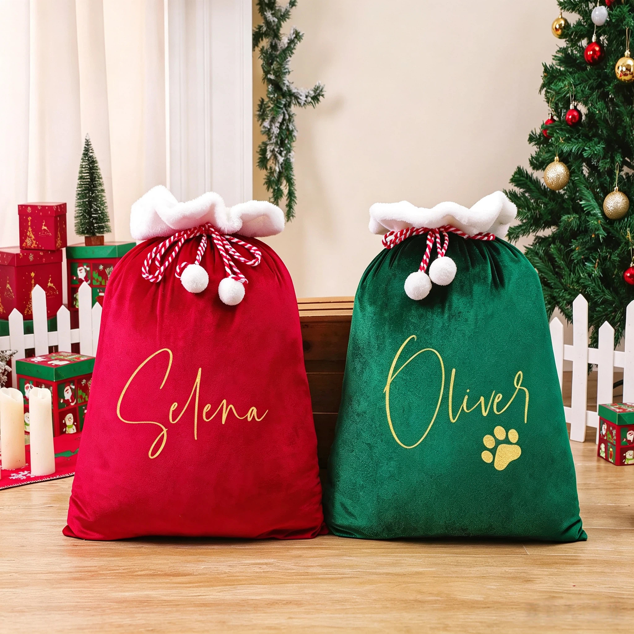 Personalized Large Santa Sack, Christmas Family Santa Bag