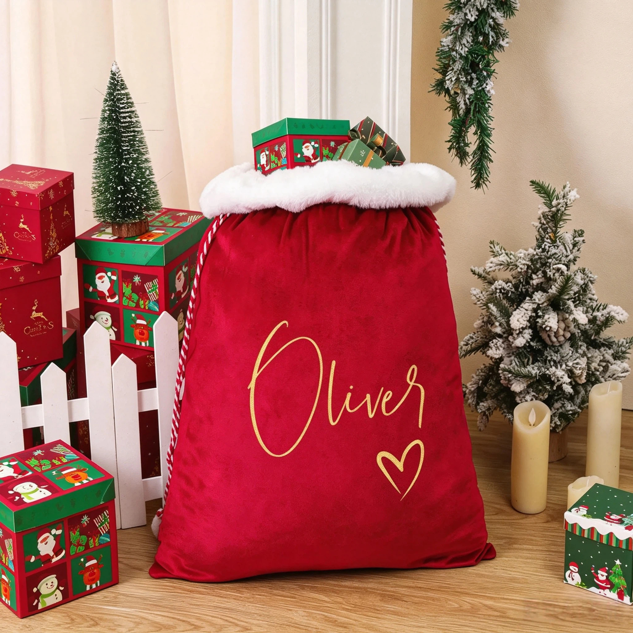 Personalized Large Santa Sack, Christmas Family Santa Bag