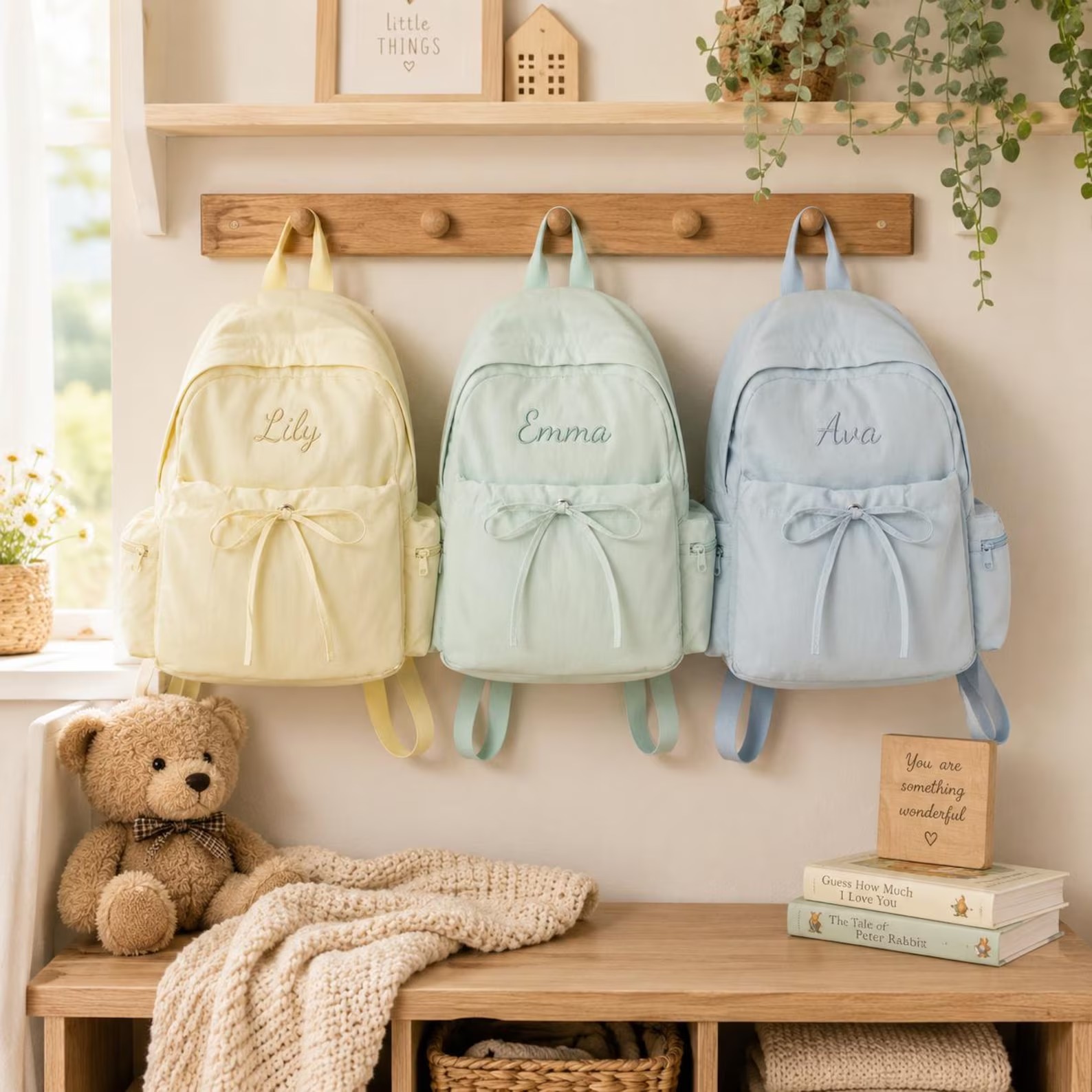 Personalized Lightweight Nylon Backpack with Custom Name Embroidery