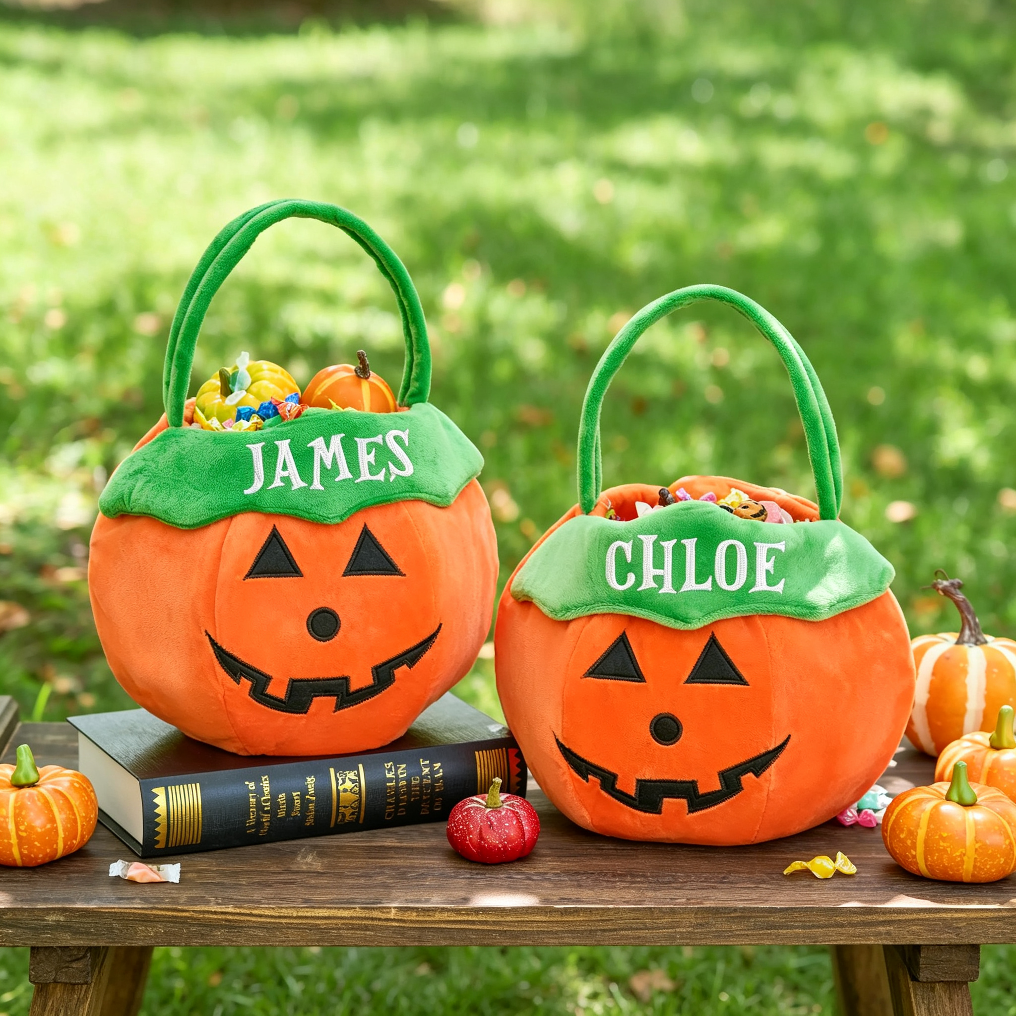 Personalized Name Halloween Pumpkin Trick Or Treat Bag