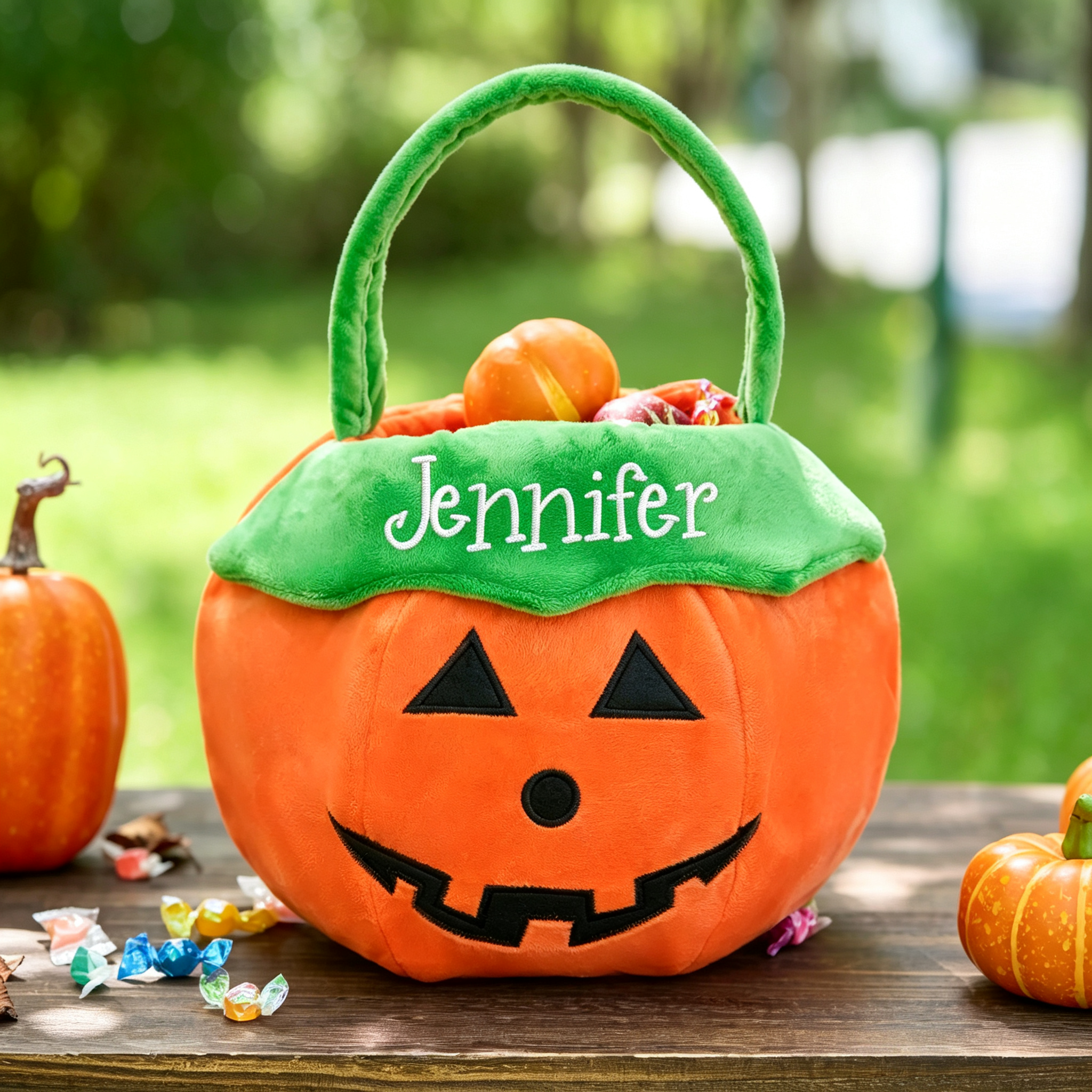 Personalized Name Halloween Pumpkin Trick Or Treat Bag