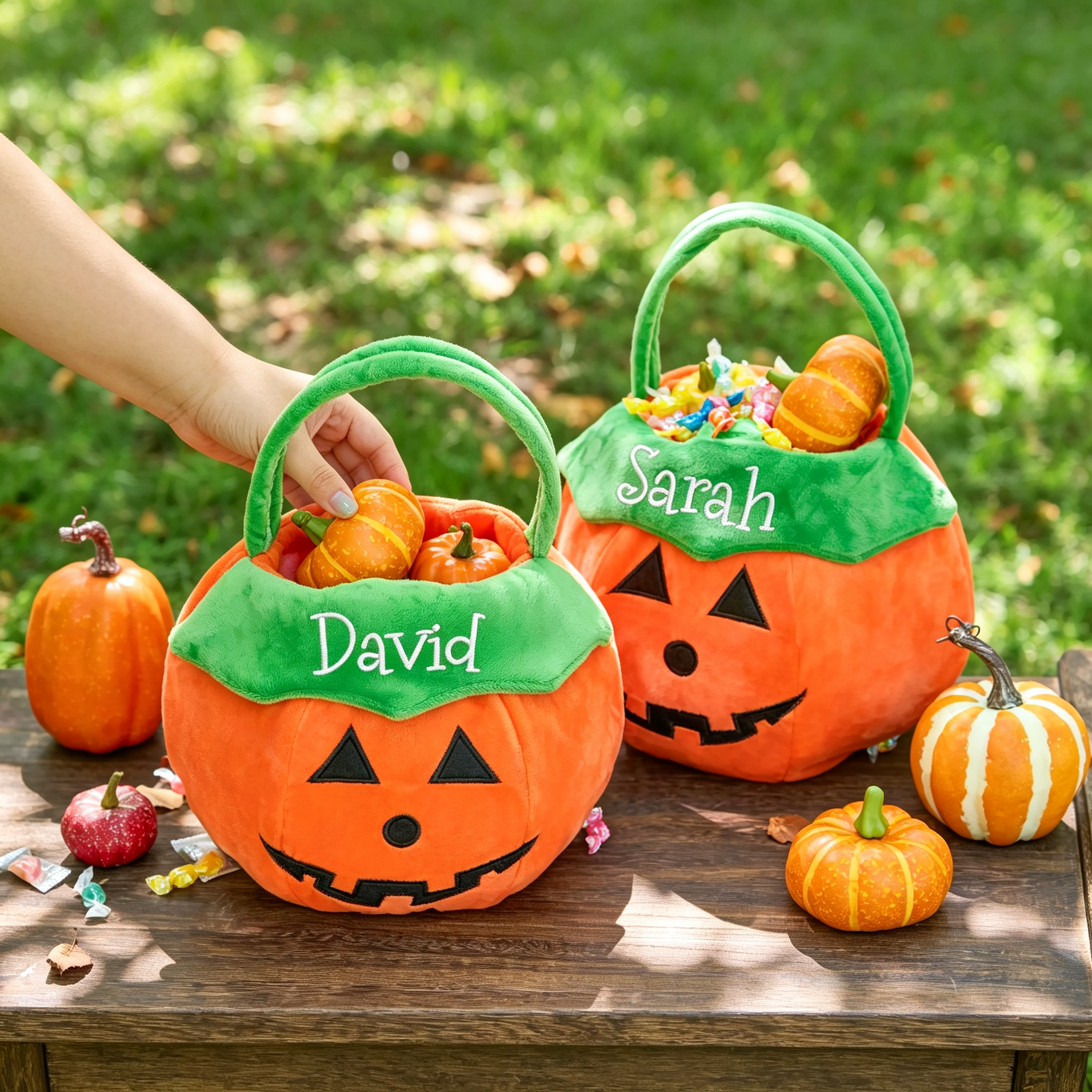 Personalized Name Halloween Pumpkin Trick Or Treat Bag