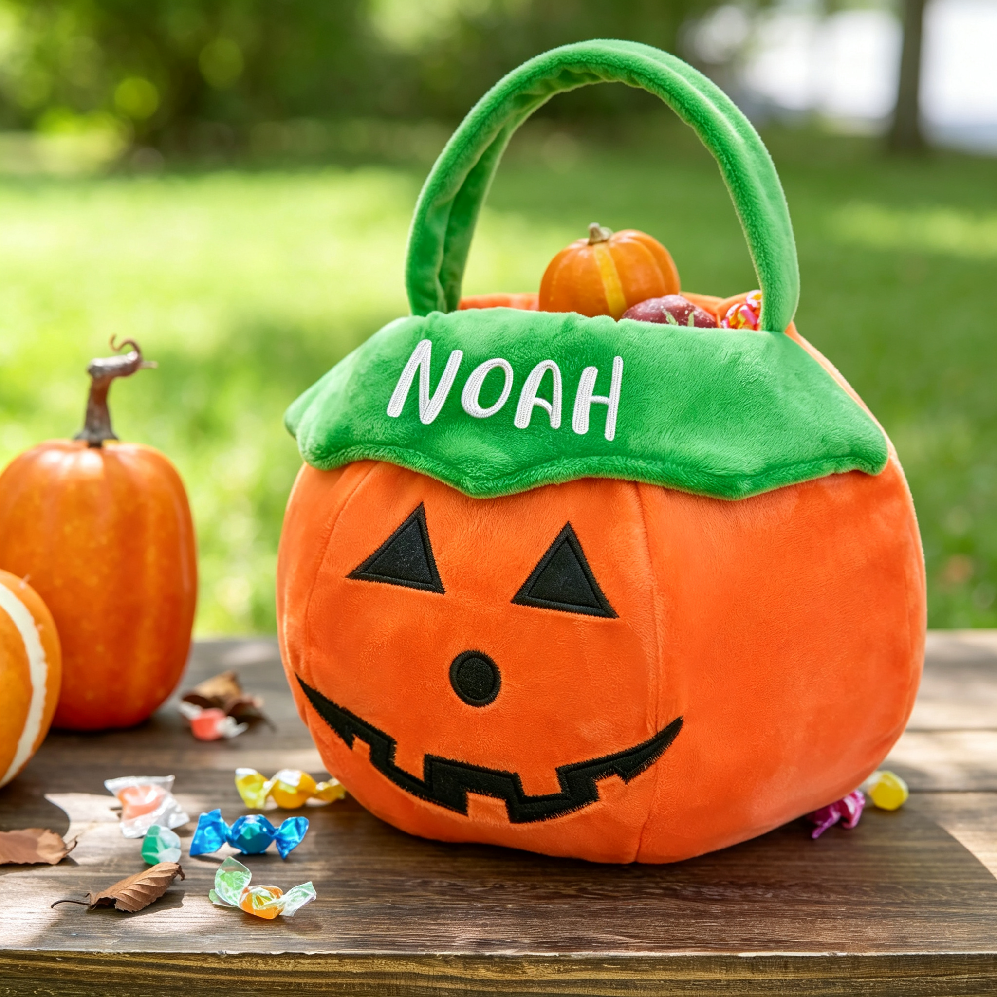 Personalized Name Halloween Pumpkin Trick Or Treat Bag