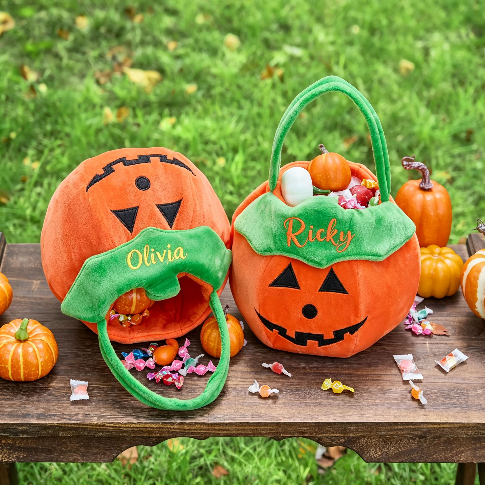 Personalized Name Halloween Pumpkin Trick Or Treat Bag