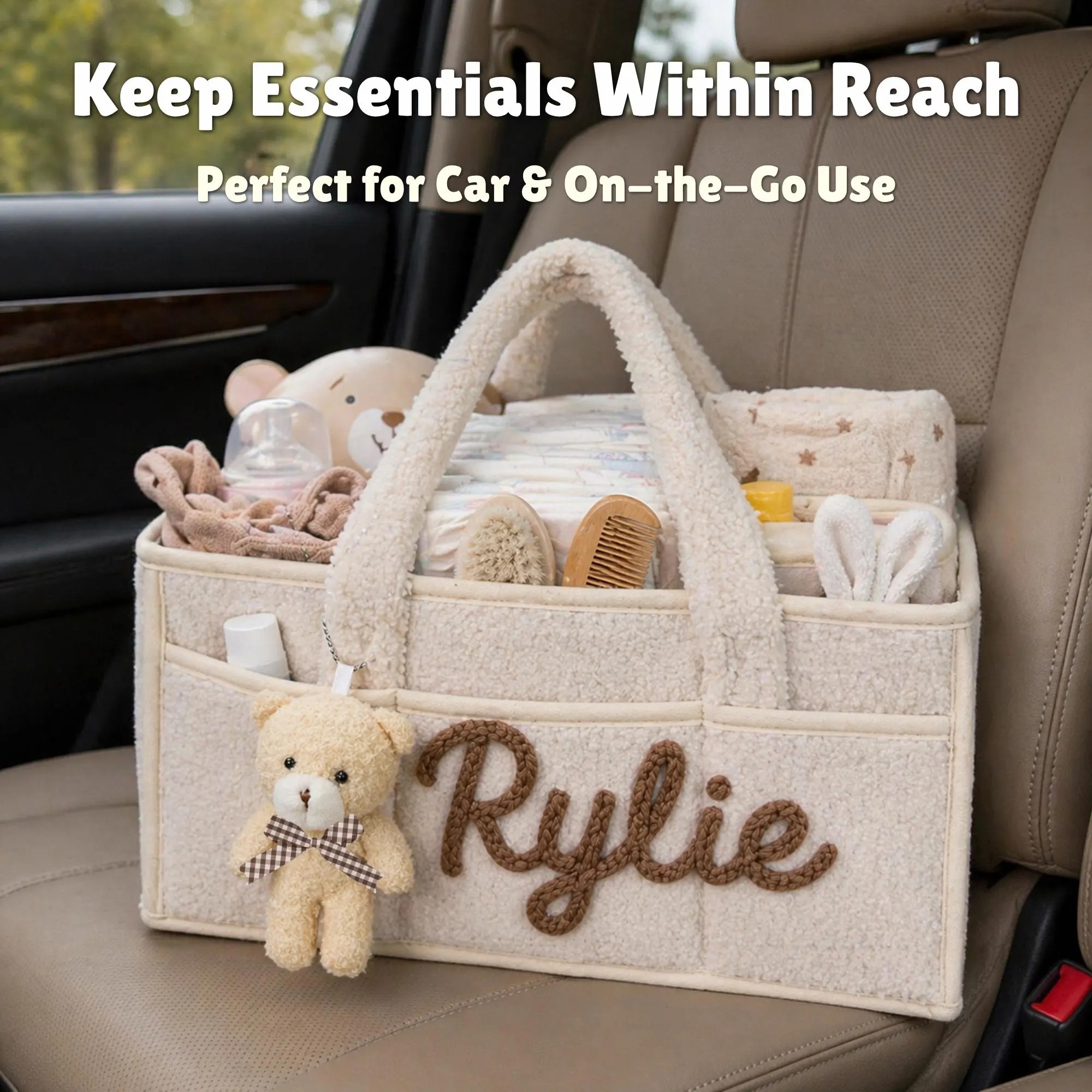 Personalized Newborn Baby Diaper Caddy Organizer, Kids Nursery Toy Storage Basket