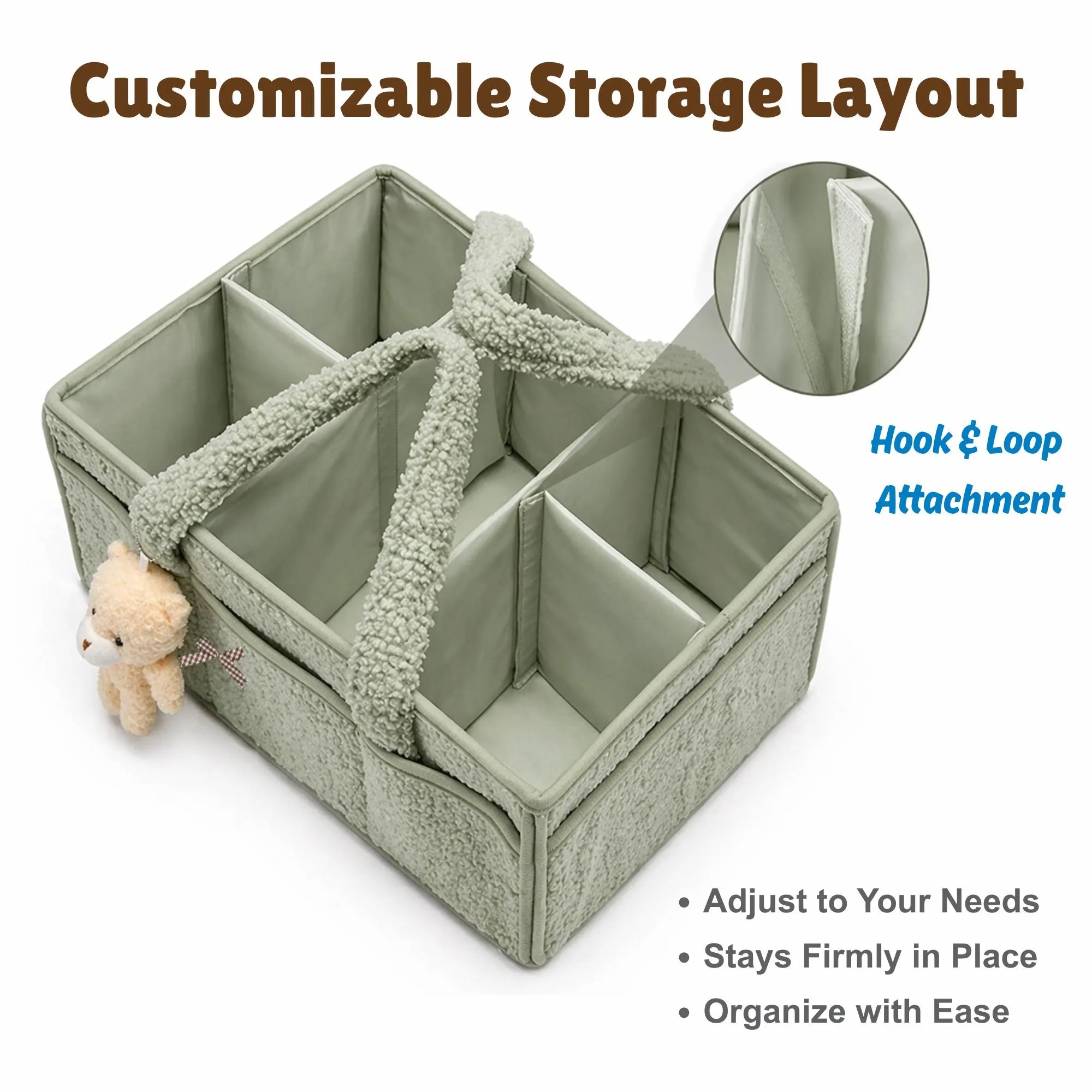 Personalized Newborn Baby Diaper Caddy Organizer, Kids Nursery Toy Storage Basket