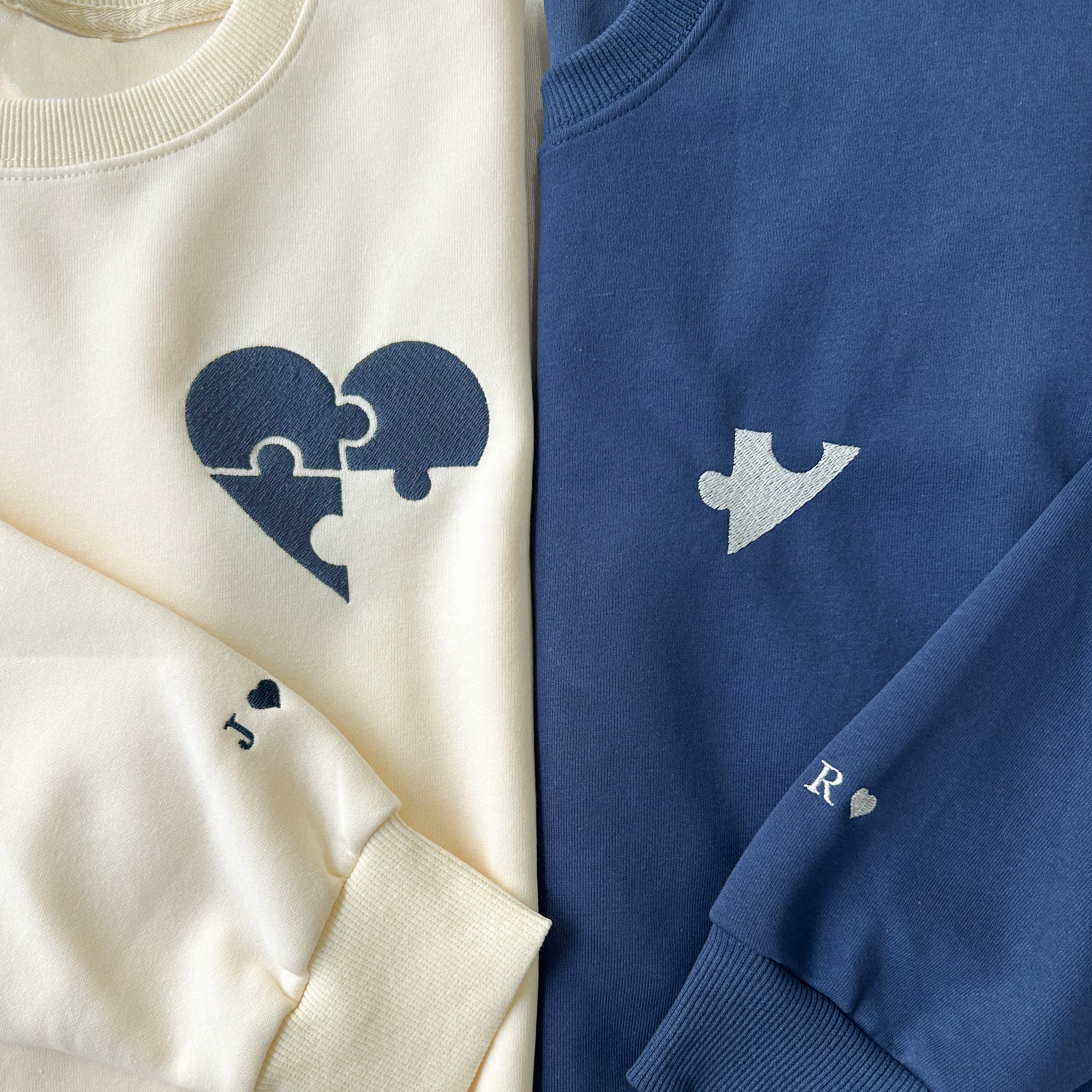 Custom  Heart and Puzzle Piece Sweatshirt