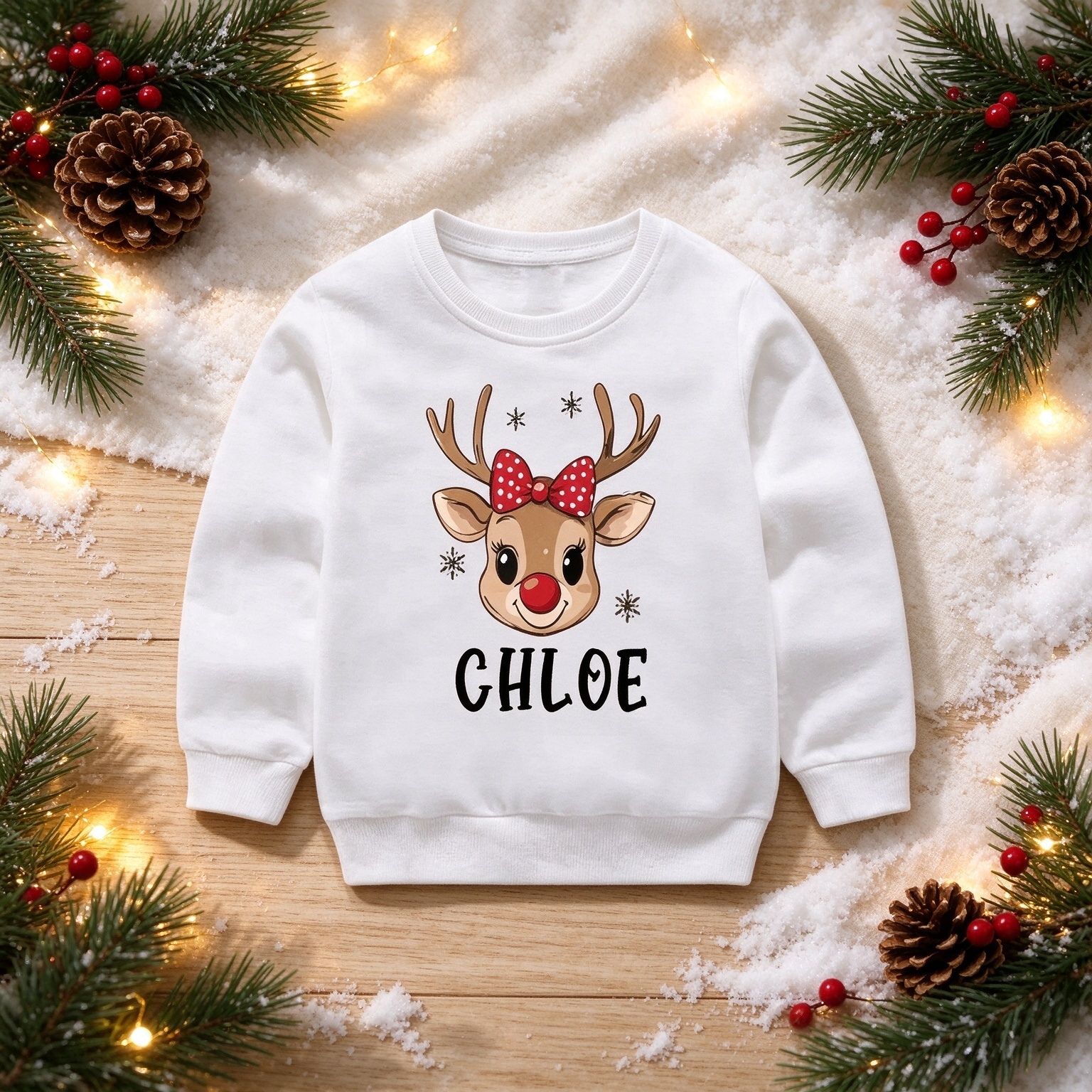 Personalized Reindeer Kids Christmas Sweatshirt