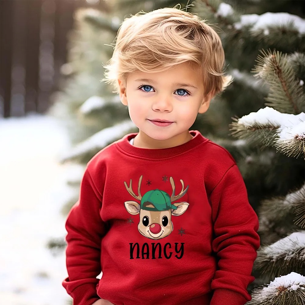 Personalized Reindeer Kids Christmas Sweatshirt