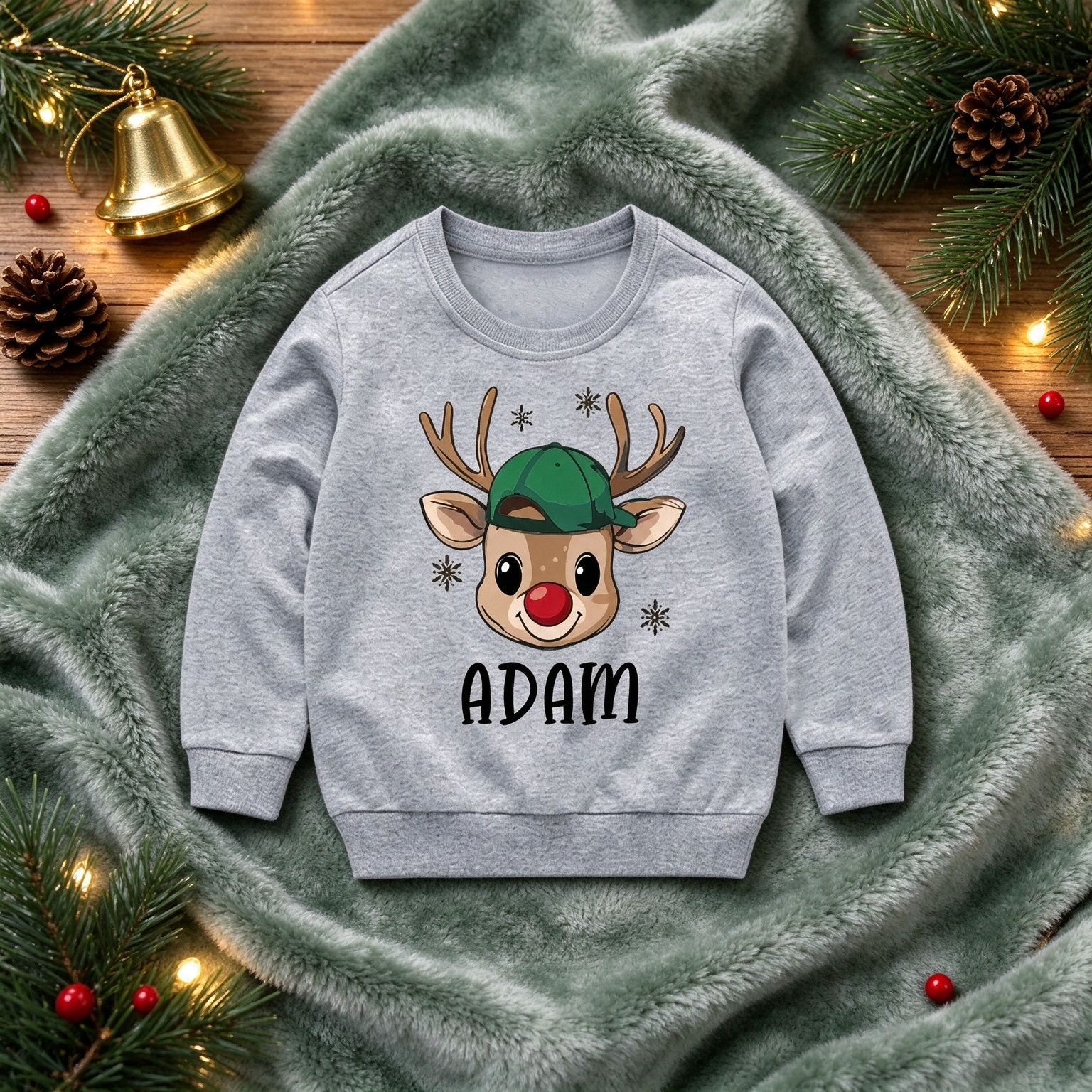 Personalized Reindeer Kids Christmas Sweatshirt