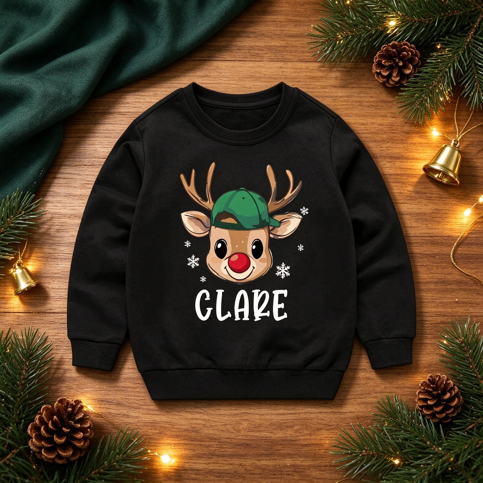 Personalized Reindeer Kids Christmas Sweatshirt