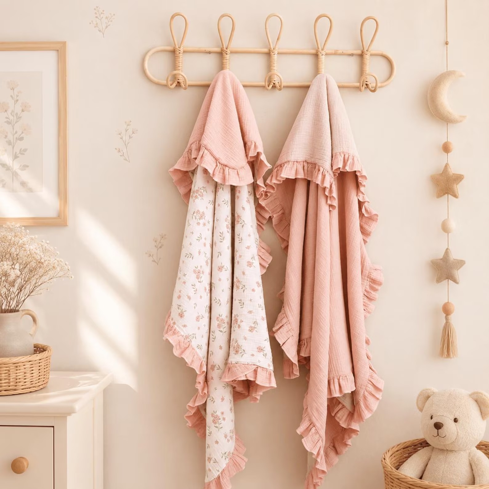 Personalized Ruffle Muslin Baby Blanket