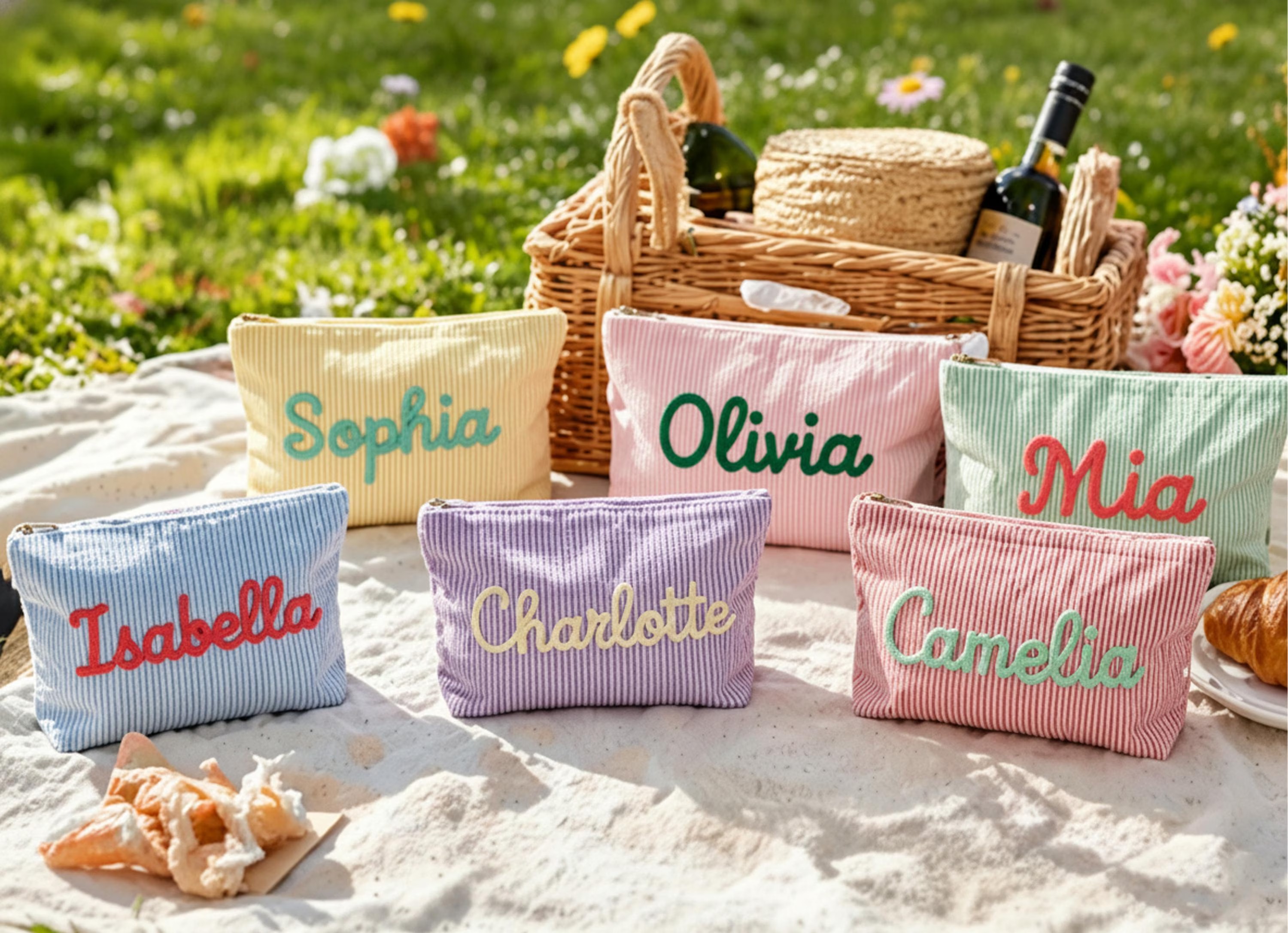 Personalized Seersucker Makeup Bag