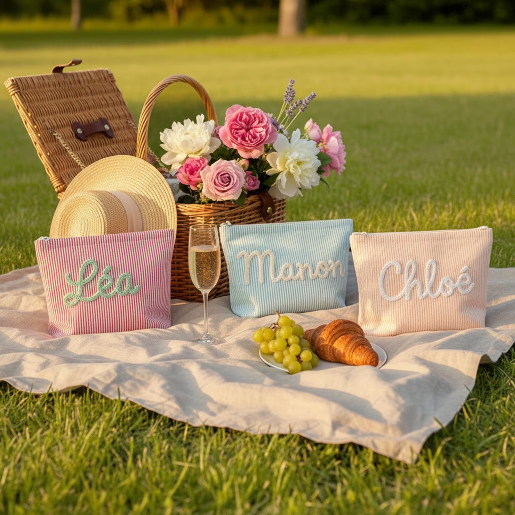 Personalized Seersucker Makeup Bag